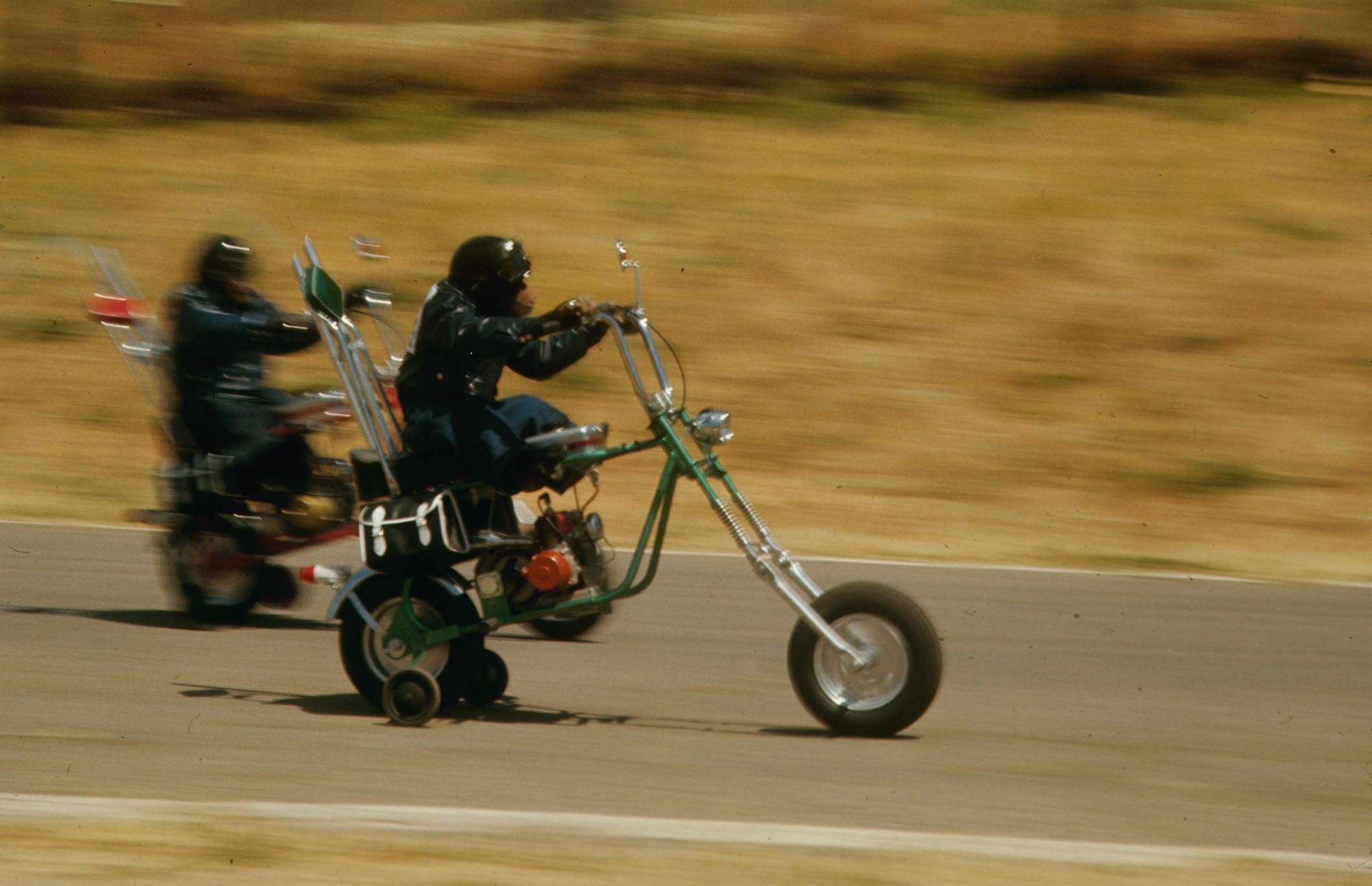 A ’70s TV show called Lancelot Link featured chimpanzees riding highly modified minibikes