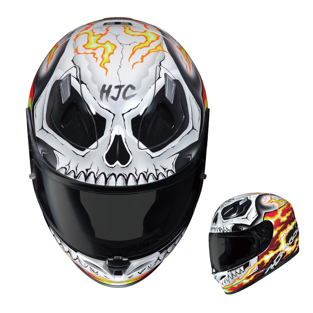 HJC Helmets Unisex-Adult Full-face Style Ghost Rider Motorcycle Helmet White/Red Large 650-914 