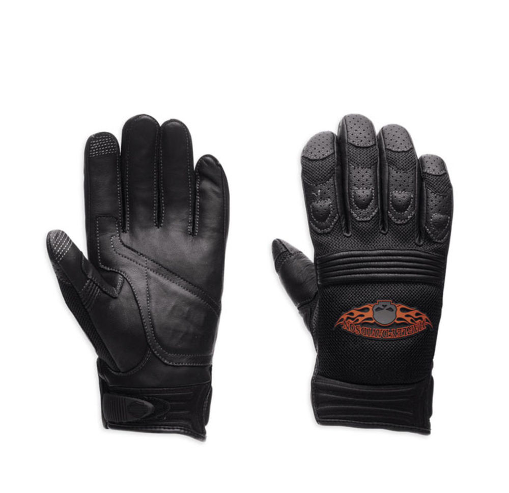 H-D Burning Skull Tech Gloves | Motorcycle Cruiser