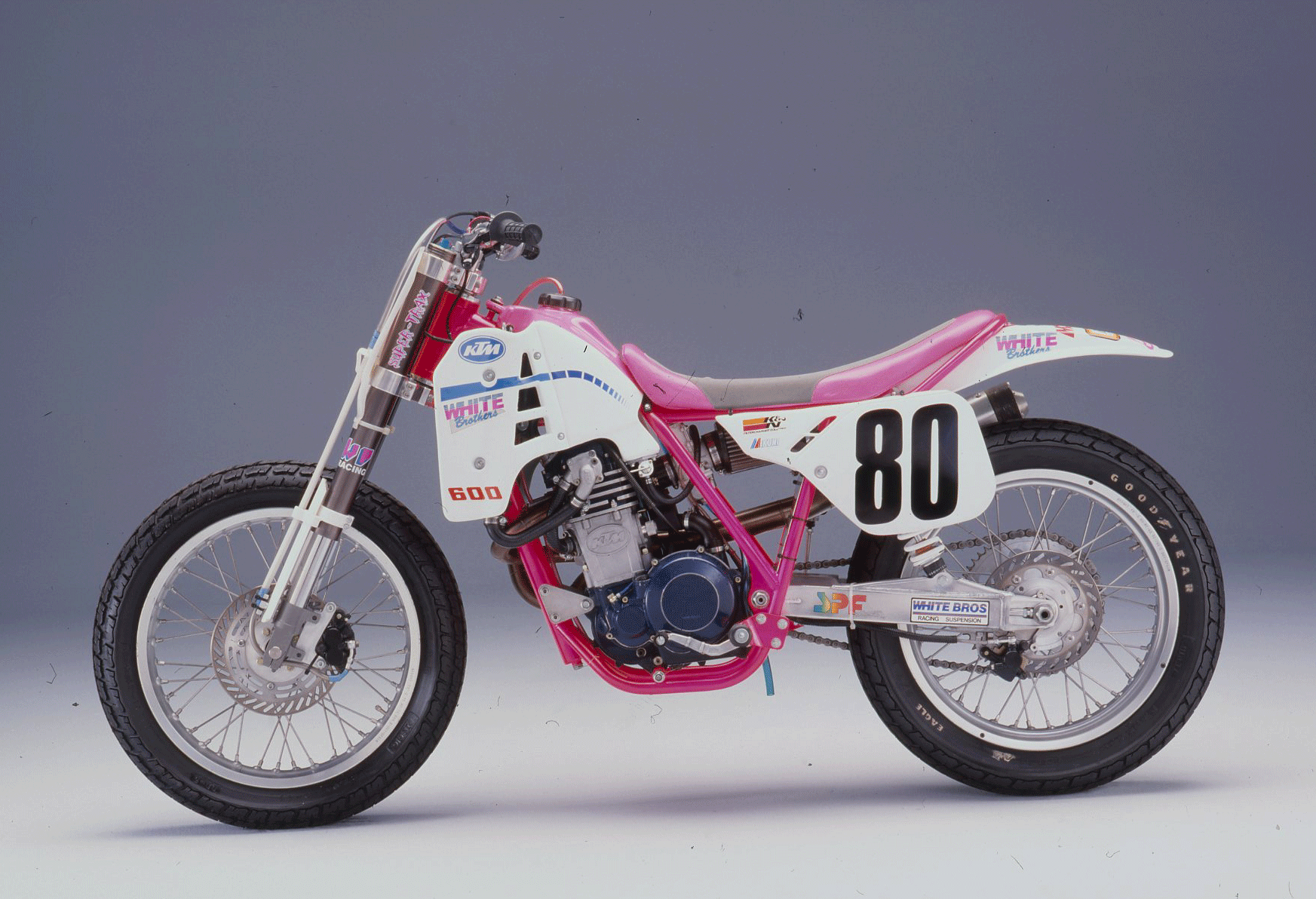 First, a KTM-powered dirt-tracker that has a “color that, whether you liked it or not, you saw it.”