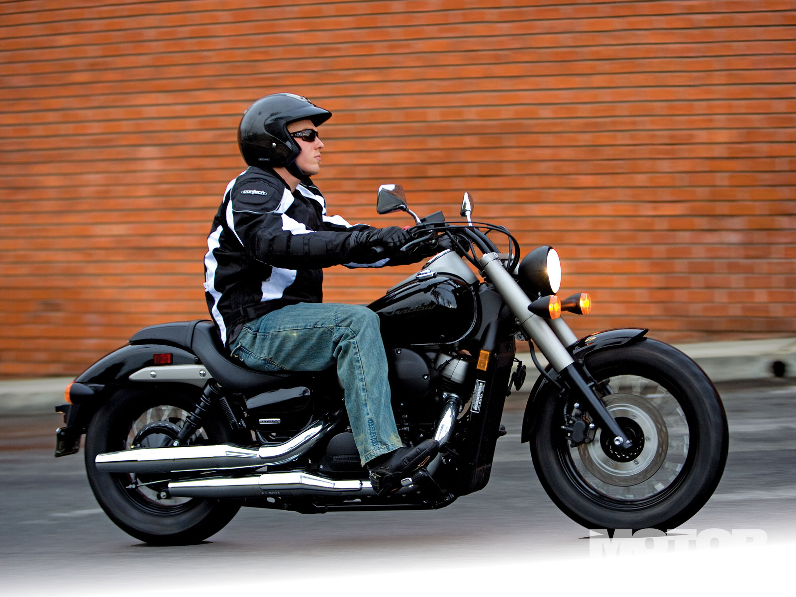 Honda Shadow Phantom Motorcyclist