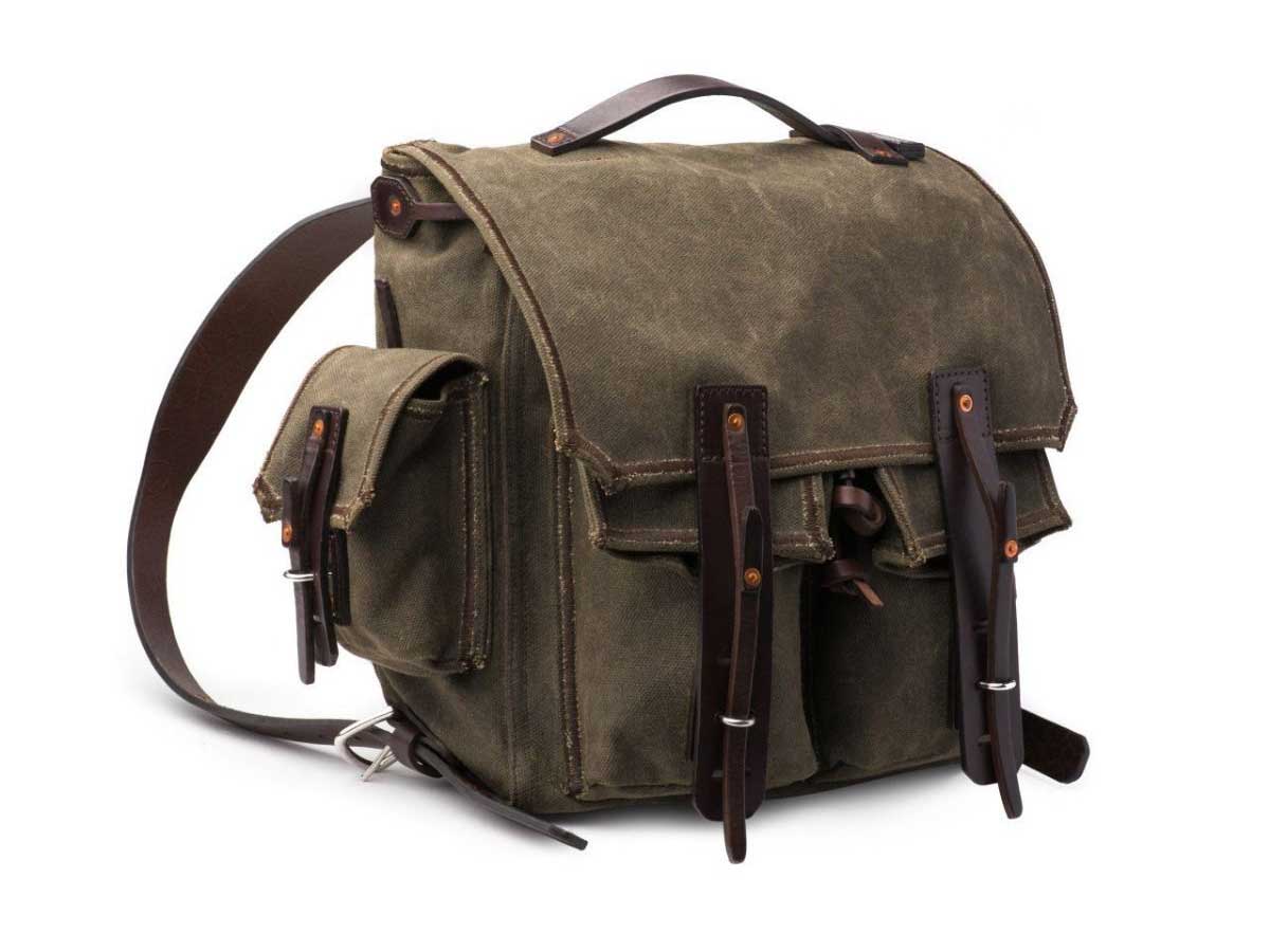 03-10-0010-MG-C Saddleback Leather Canvas Indiana Gear Bag Scottish Waxed Canvas Satchel Bag with 100 Year Warranty Saddleback Leather Co