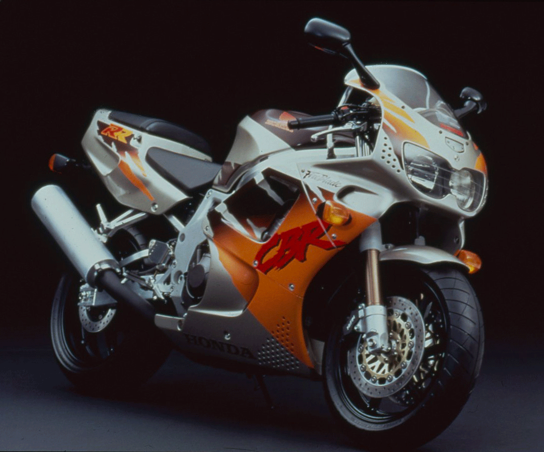 The neon orange color scheme of the Honda Fireblade was available in European markets