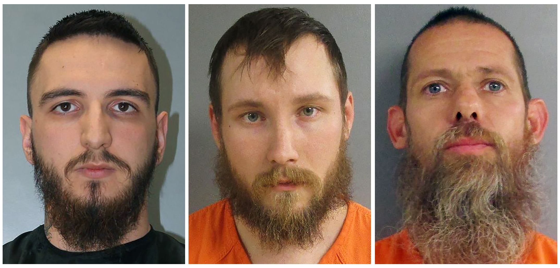 Paul Bellar (from left), Joseph Morrison and Pete Musico, who were accused of supporting a plot to kidnap Michigan Gov. Gretchen Whitmer, were convicted of all charges Wednesday.