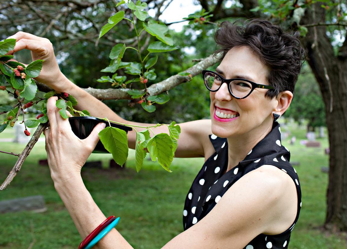 Urban-forager Sara Bir hard at work.