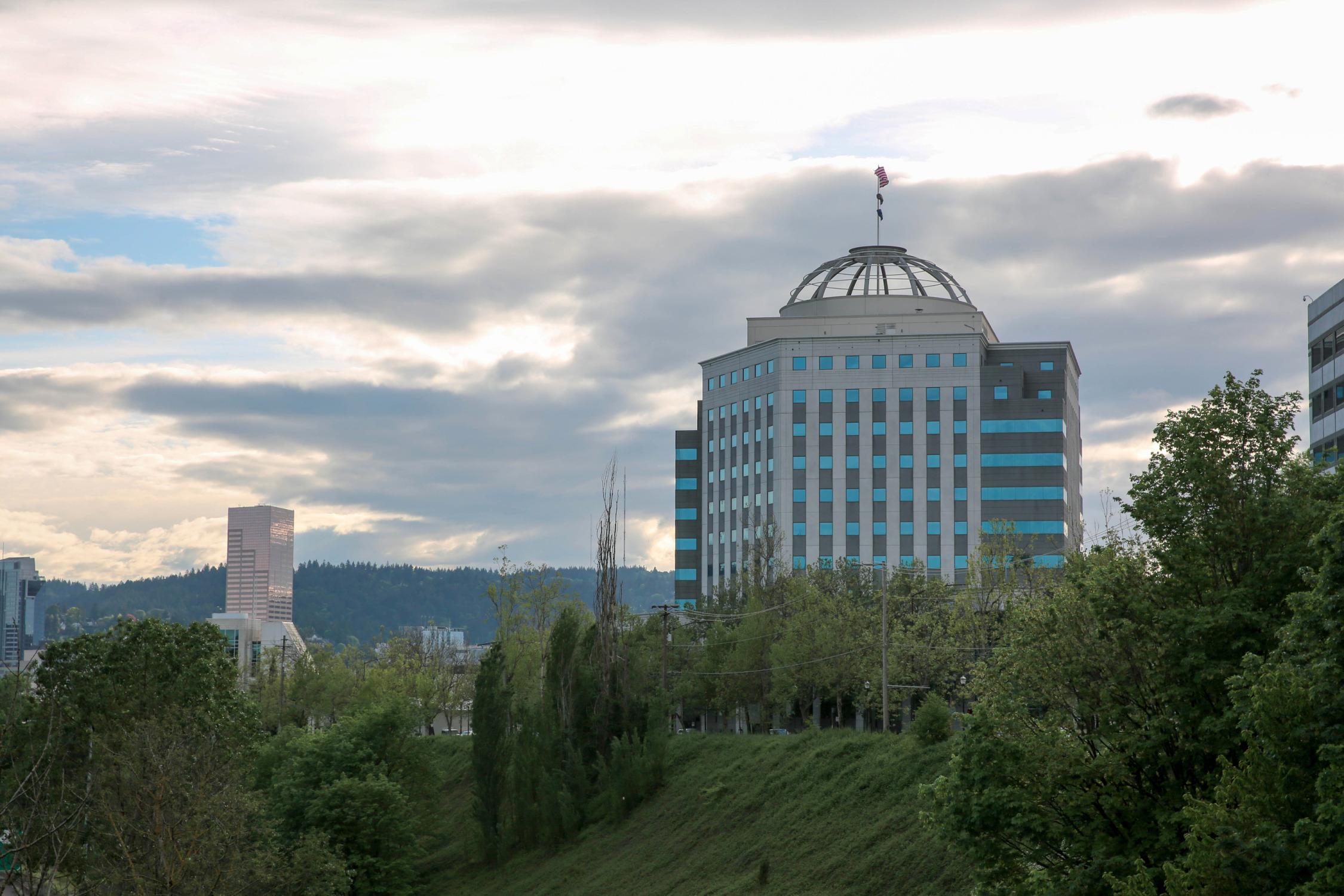 The Oregon State Office Building in Portland, located in the Lloyd District, houses the state agency that handles chronic disease. The building overlooks the Pearl District, one of the healthiest parts of the state. 