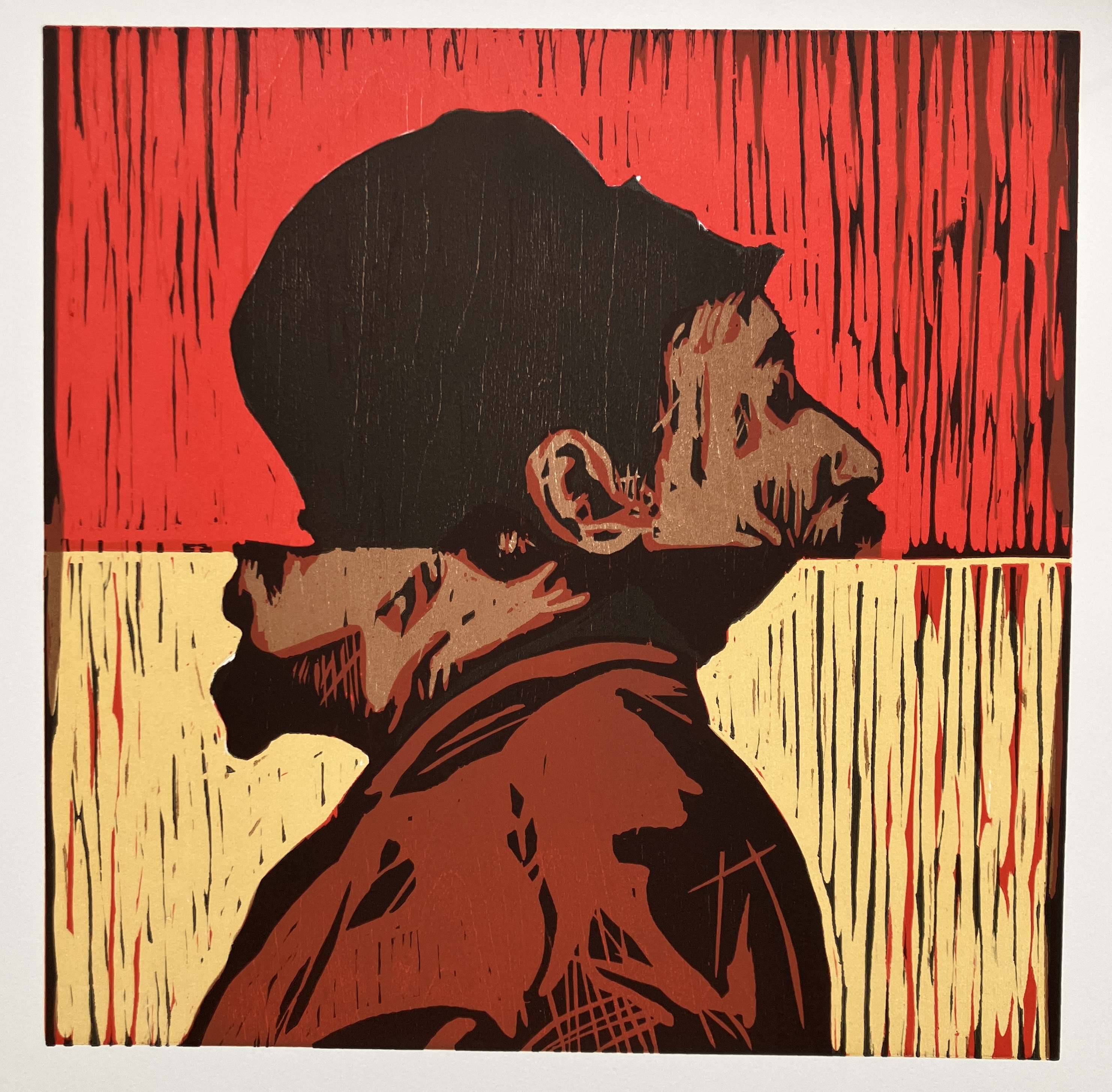 Monk Inspired 12" Woodcut Print by Artist Jeremy Okai Davis.