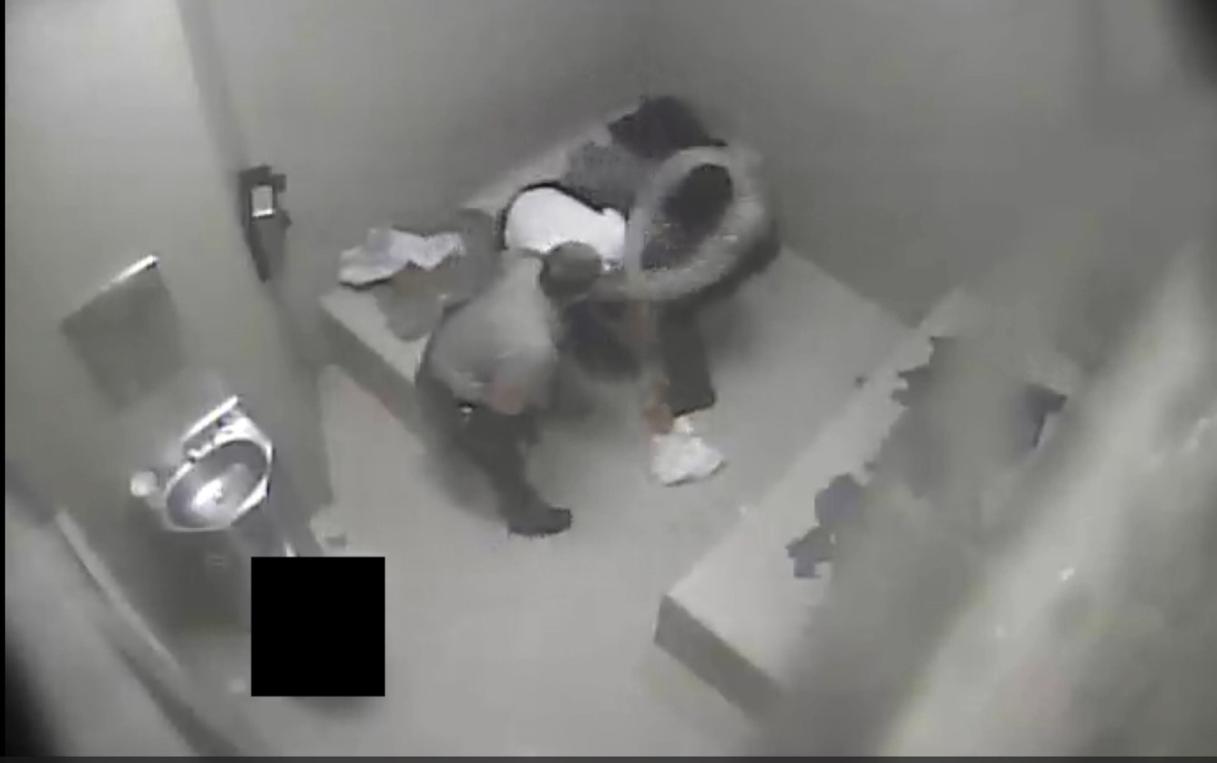 Jail camera footages shows a Clackamas County Sheriff's Office deputy striking Antwon Williams in the head.