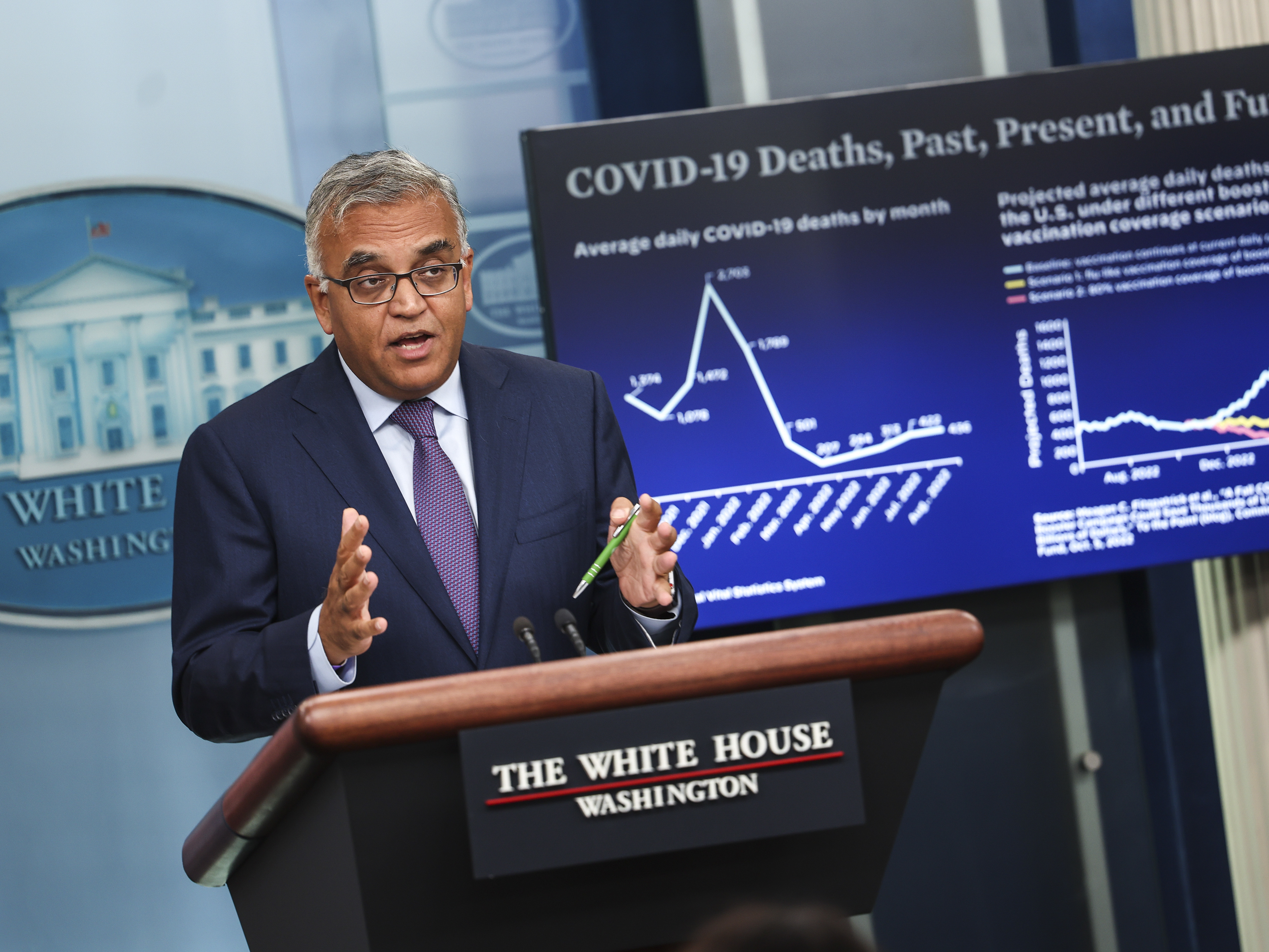 White House COVID-19 Response Coordinator Dr. Ashish Jha speaks at the daily press briefing at the White House this week.