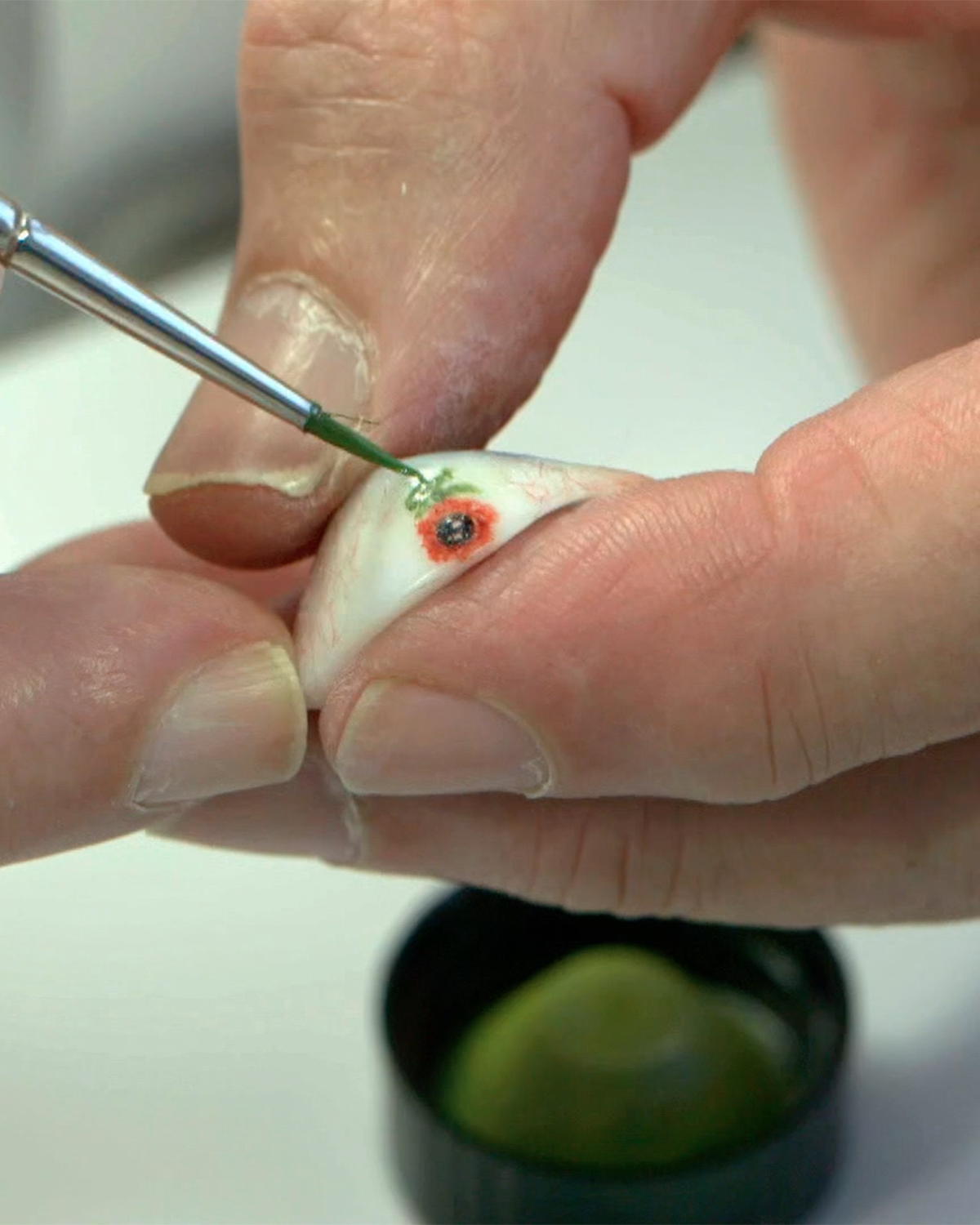 Fred Harwin hand paints highly detailed prosthetic eyes