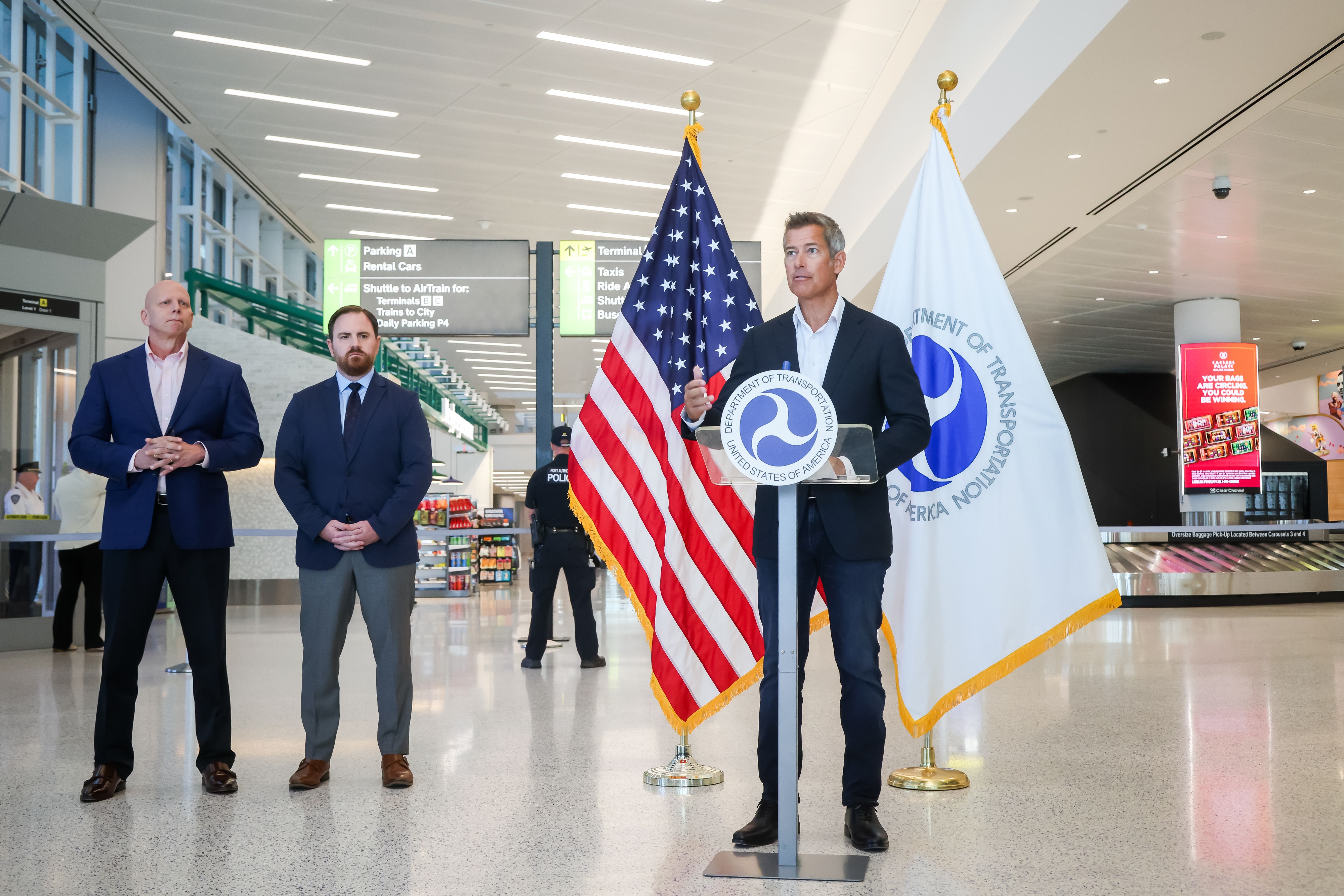 Transportation Secretary Sean Duffy at Newark Liberty International Airport during government shutdown