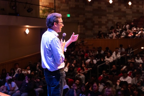 FILE — Gov. Bob Ferguson speaks at Renton High School on Friday, Sept. 19, 2025, ahead of signing an executive order launching the Washington Completes FAFSA Campaign.