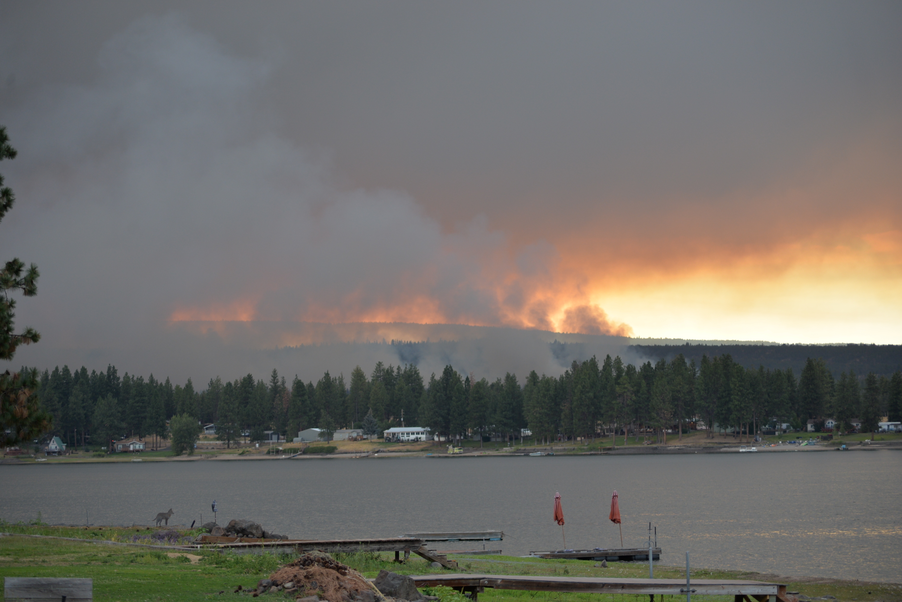 The Grasshopper Fire in Wasco County, seen from Pine Hollow on July 28, 2026.