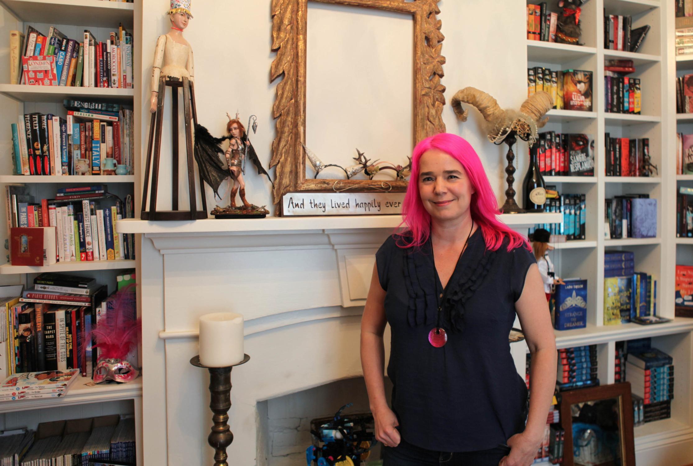 With a personal library like this, it's not hard to imagine author Laini Taylor would write a book about a young, book-loving librarian. The foreign-language translations of Taylor's books alone take up a full corner.