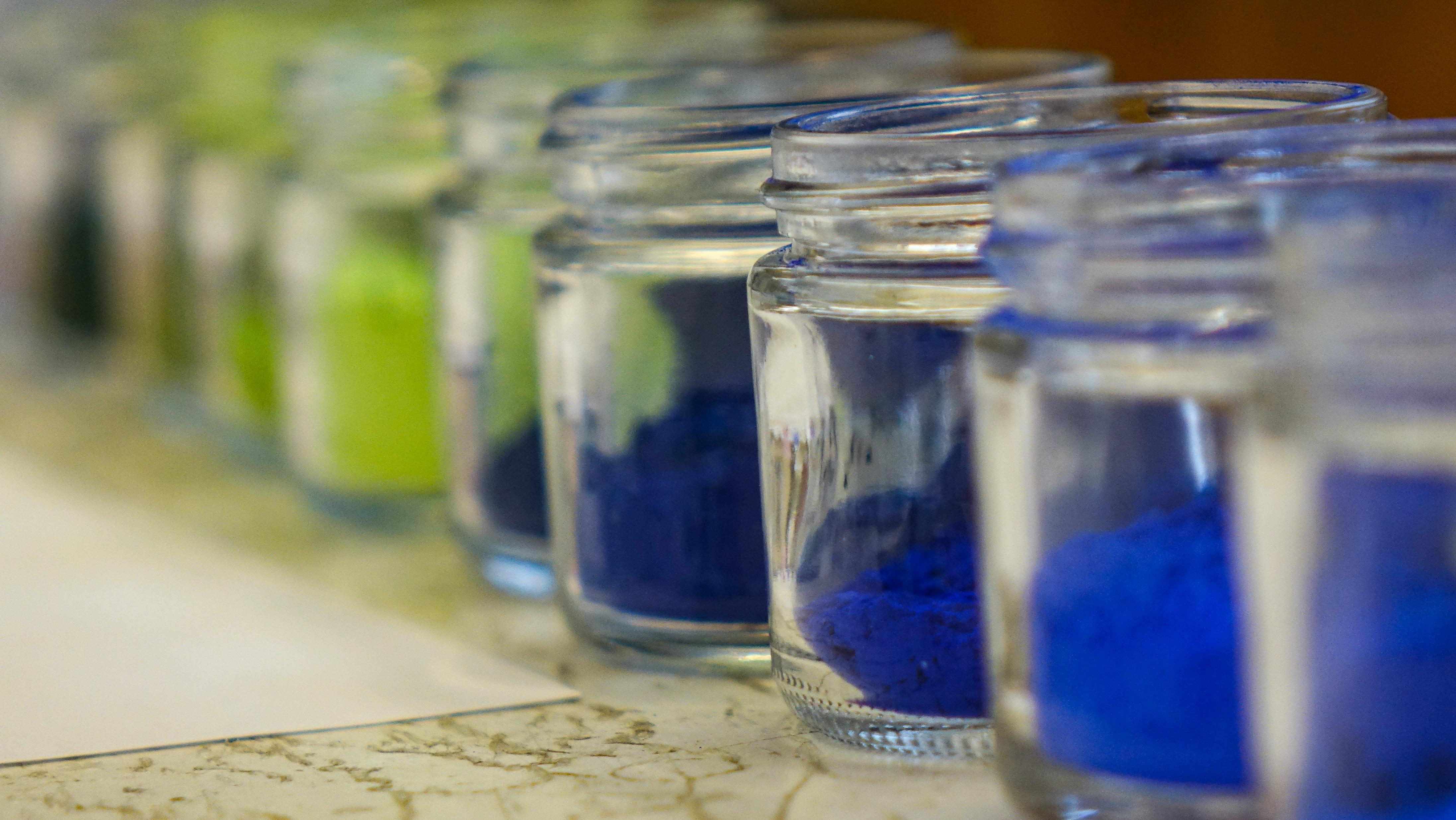 Various pigments created in Mas Subramanian's Oregon State University lab.