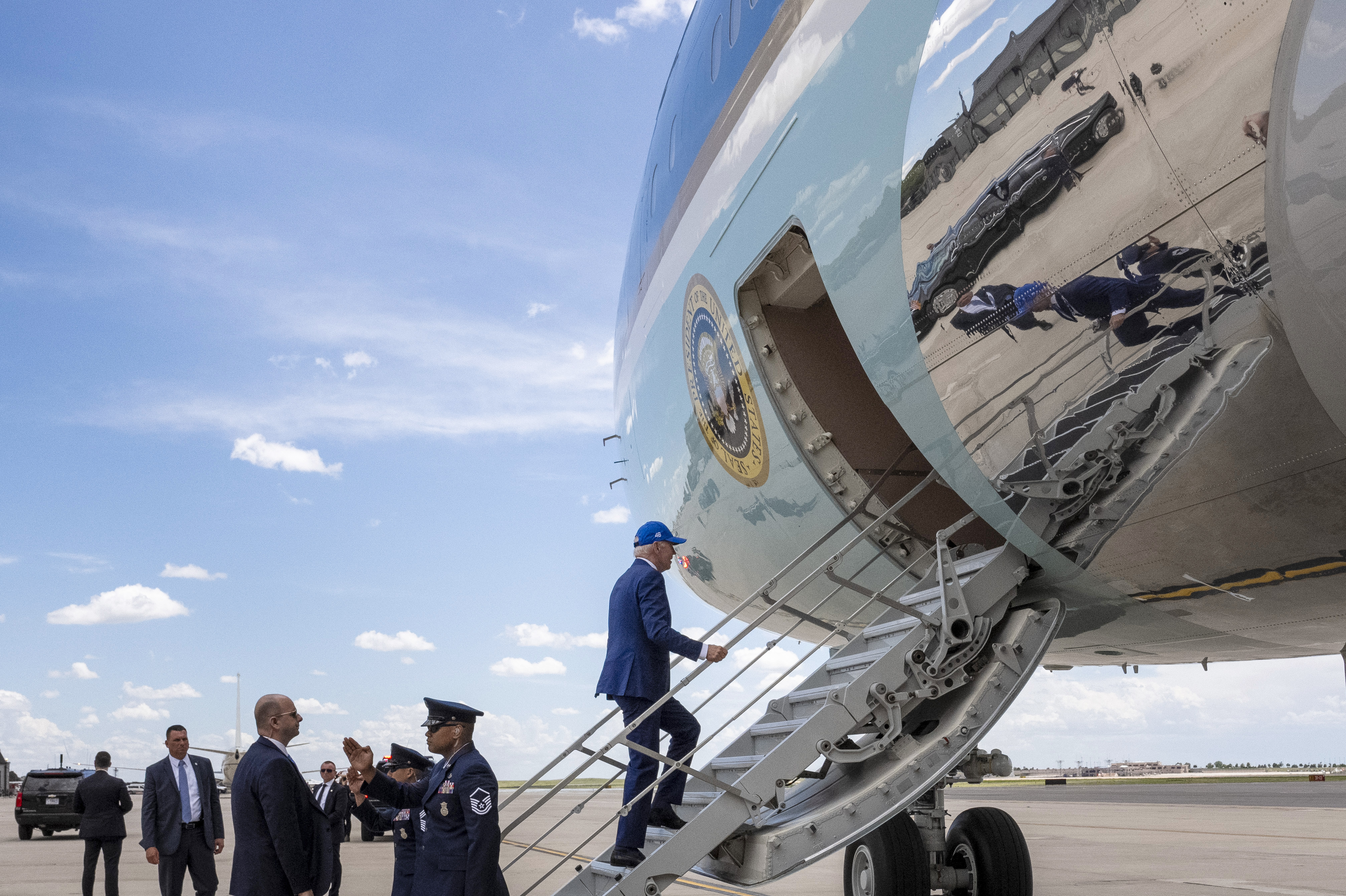 Why Biden is now routinely taking the short stairs up to Air Force