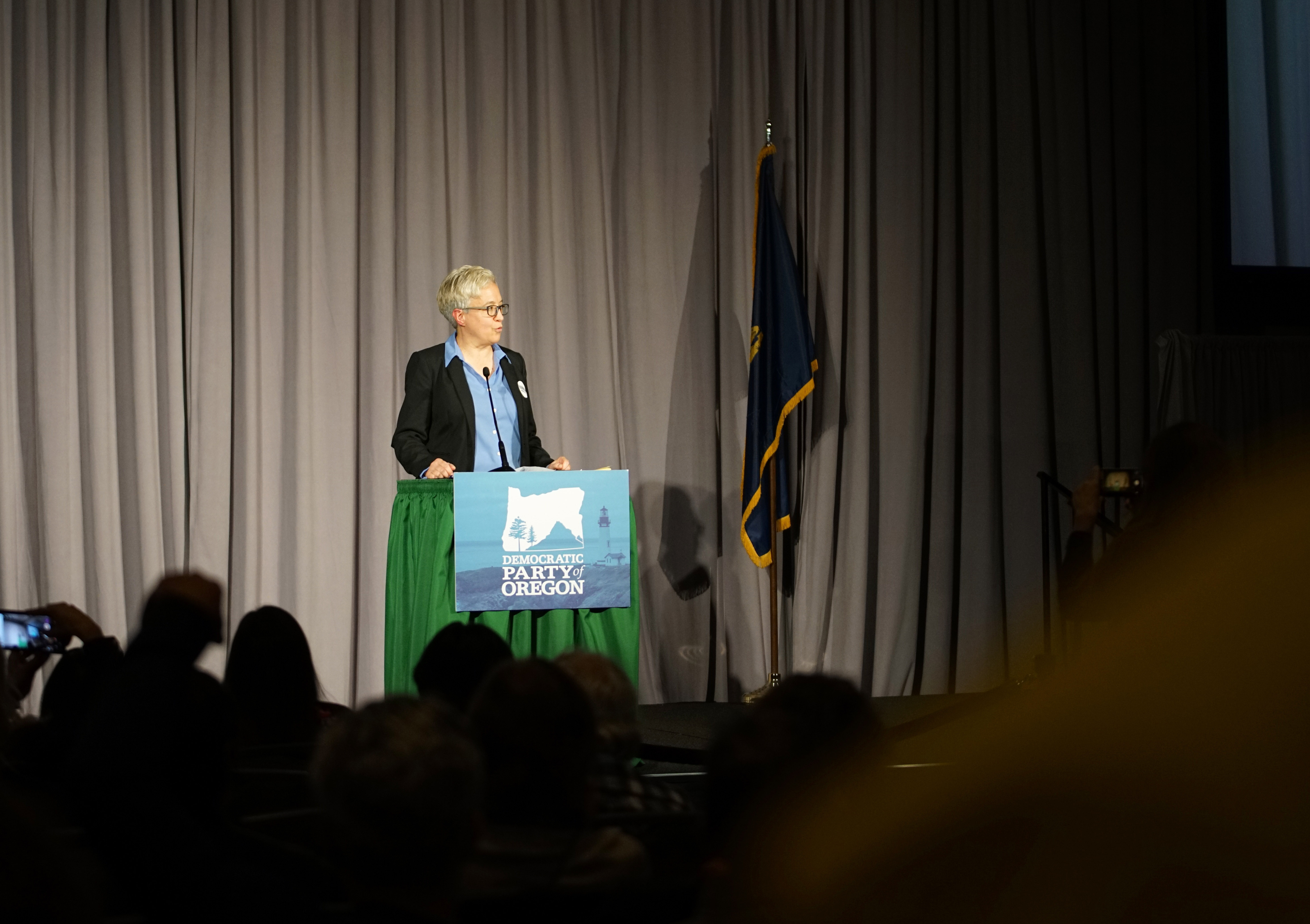 Oregon Gov. Tina Kotek speaks at the Democratic election night party held at the Hilton in Portland, Ore., Nov. 5, 2024. 