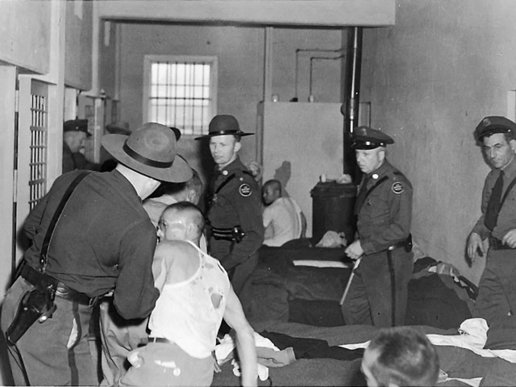 The inside of the Tule Lake Jail, one of the remaining buildings still standing today.