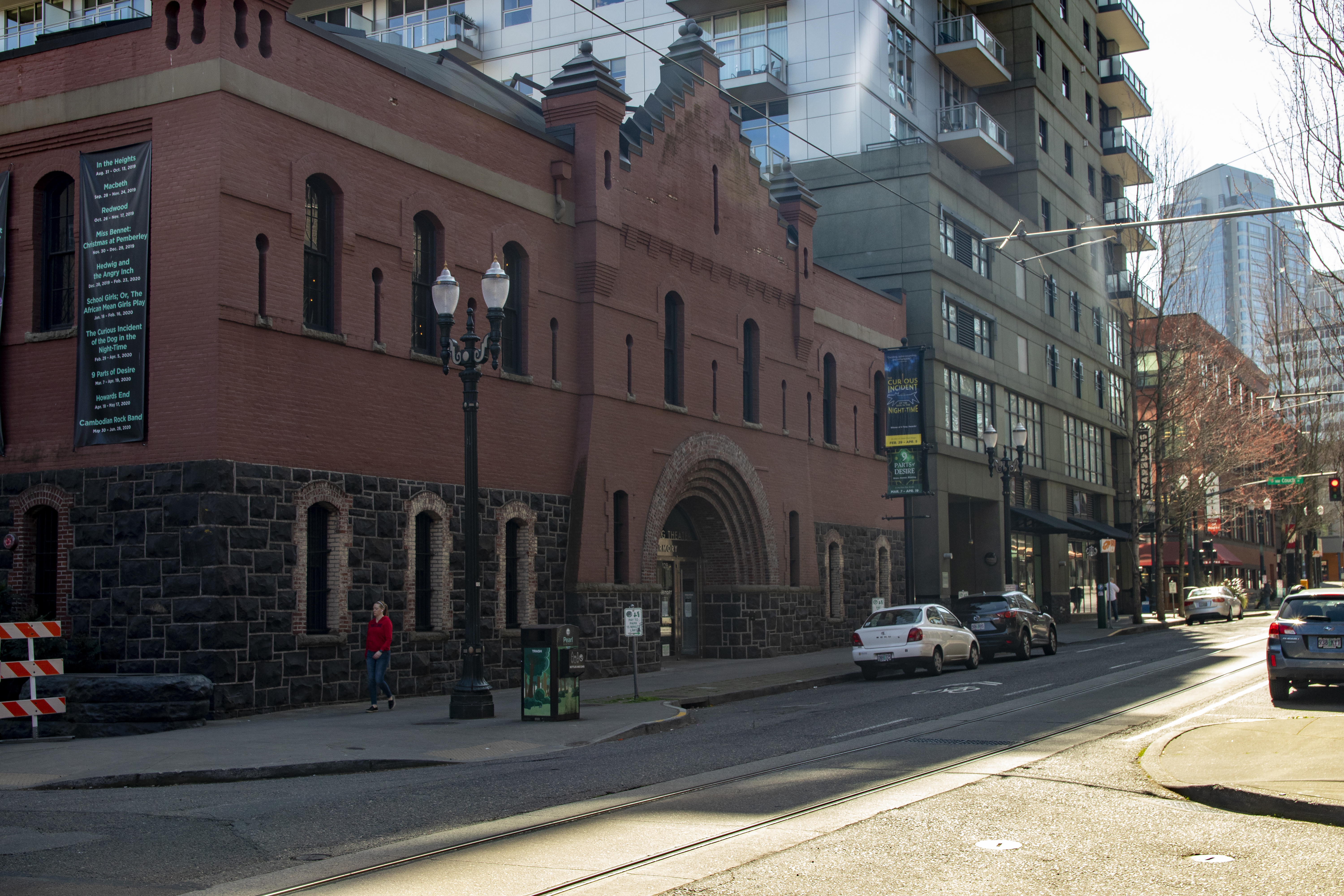 The exterior of Portland Center Stage at the Armory. PCS and many other arts organizations are receiving much needed financial help from the federal CARES Act.