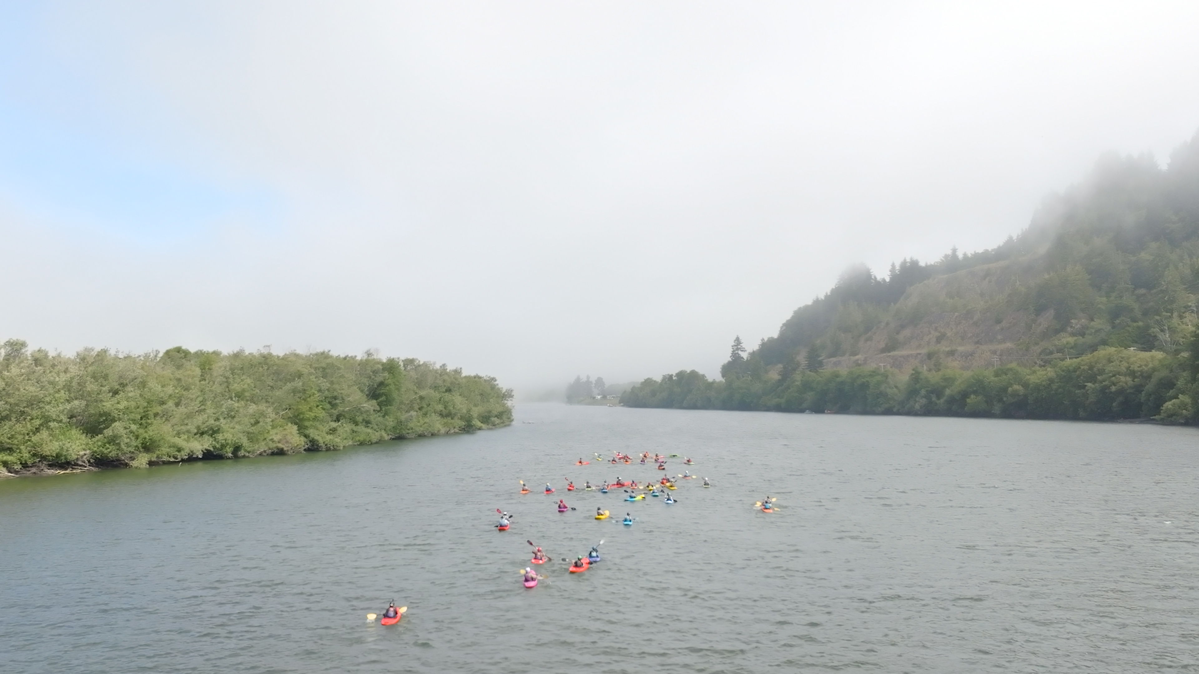 Kayakers with the Paddle Tribal Waters program paddle through fog in this video still taken July 11. A blanket of fog covered the river just before the paddlers reached the ocean in Requa, California after a 30-day, 310-mile journey down the Klamath River. 