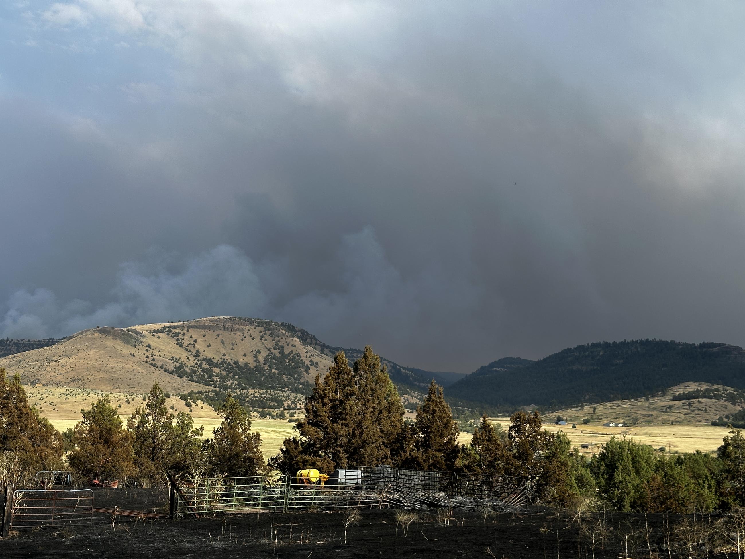 A view of the southern portion of the Lone Rock Fire in north-central Oregon on Wednesday, July 17, 2024.