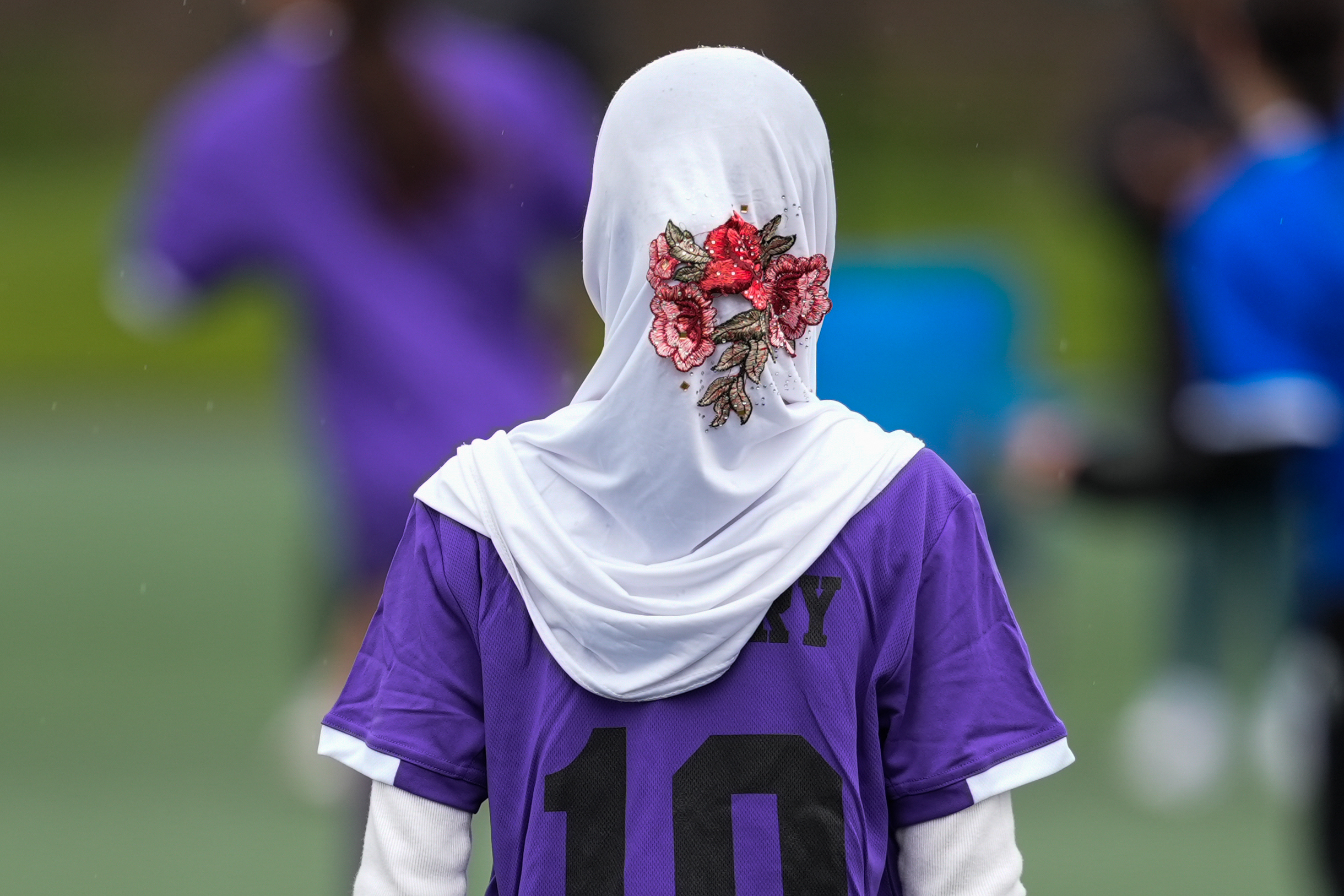 FILE - Suraya Abdull plays in a soccer tournament for immigrant and refugee girls on Sunday, March 29, 2026, in Portland, Ore.