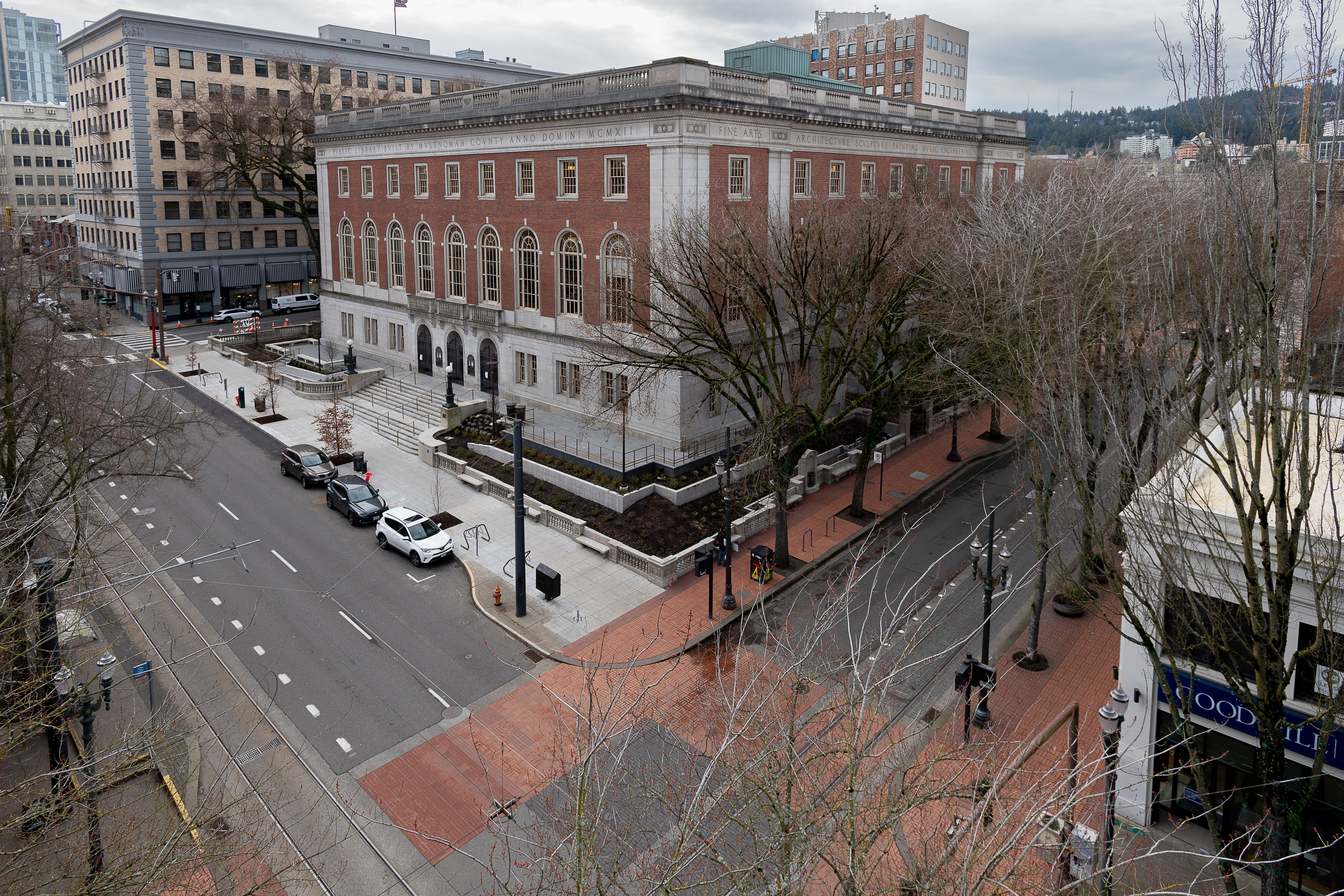 In this February 2024 photo, provided by Multnomah County Library, the central branch in downtown Portland is pictured.