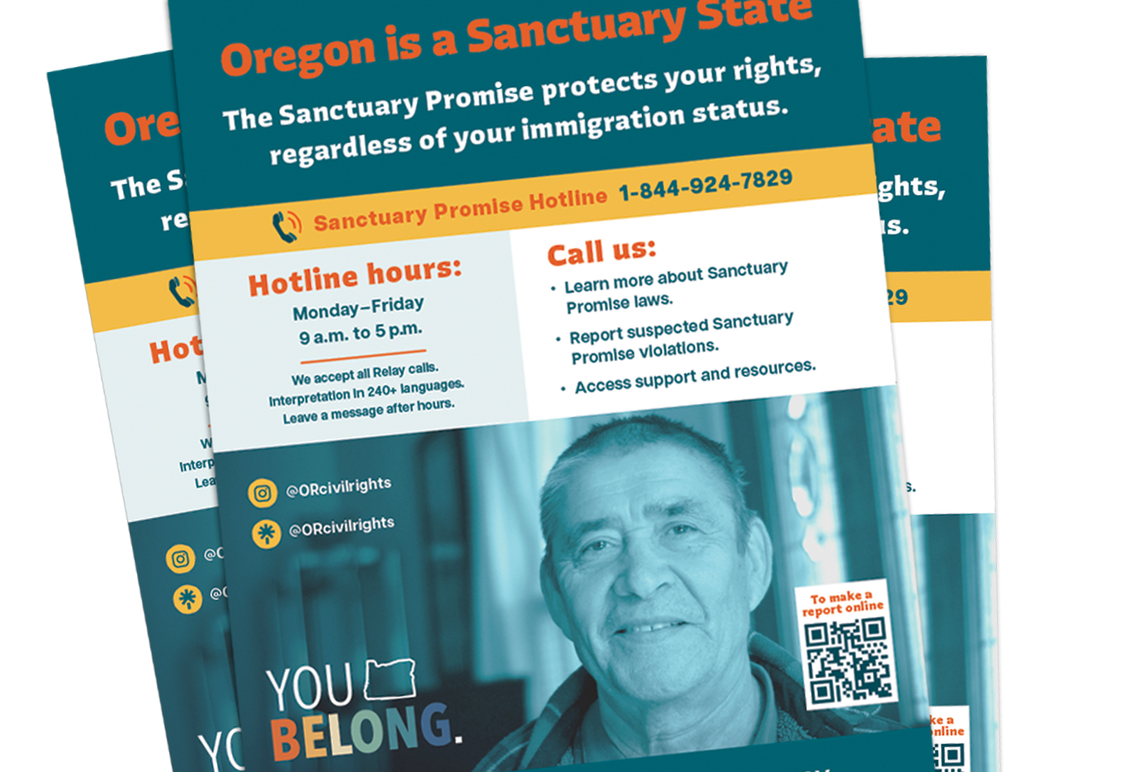 A screenshot of Sanctuary Promise Hotline materials available on the website for the Oregon Department of Justice, Aug. 18, 2025. Oregon has been a sanctuary state since 1987.