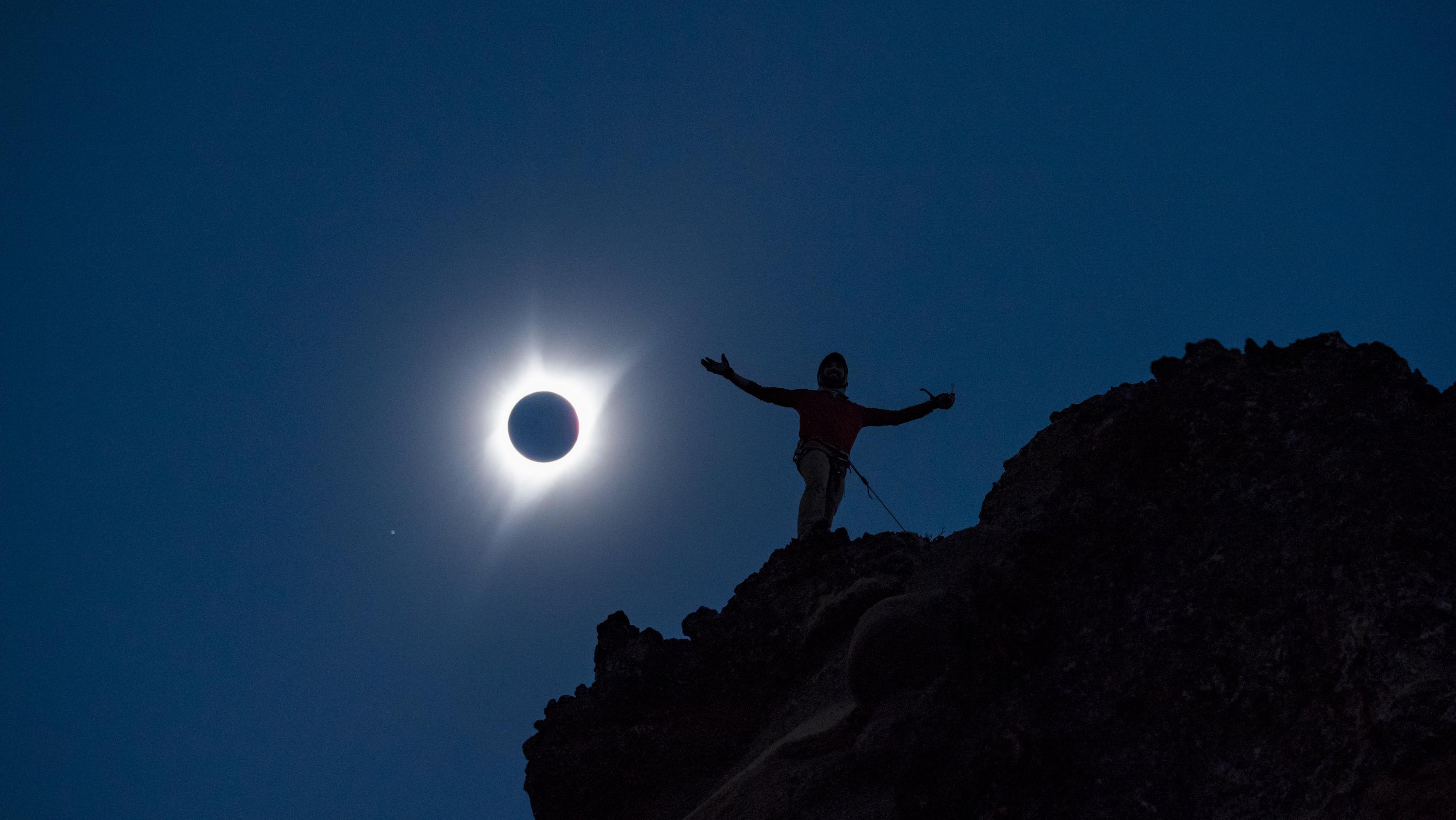 Mountaineer Jared Smith basks in the moment of totality.
