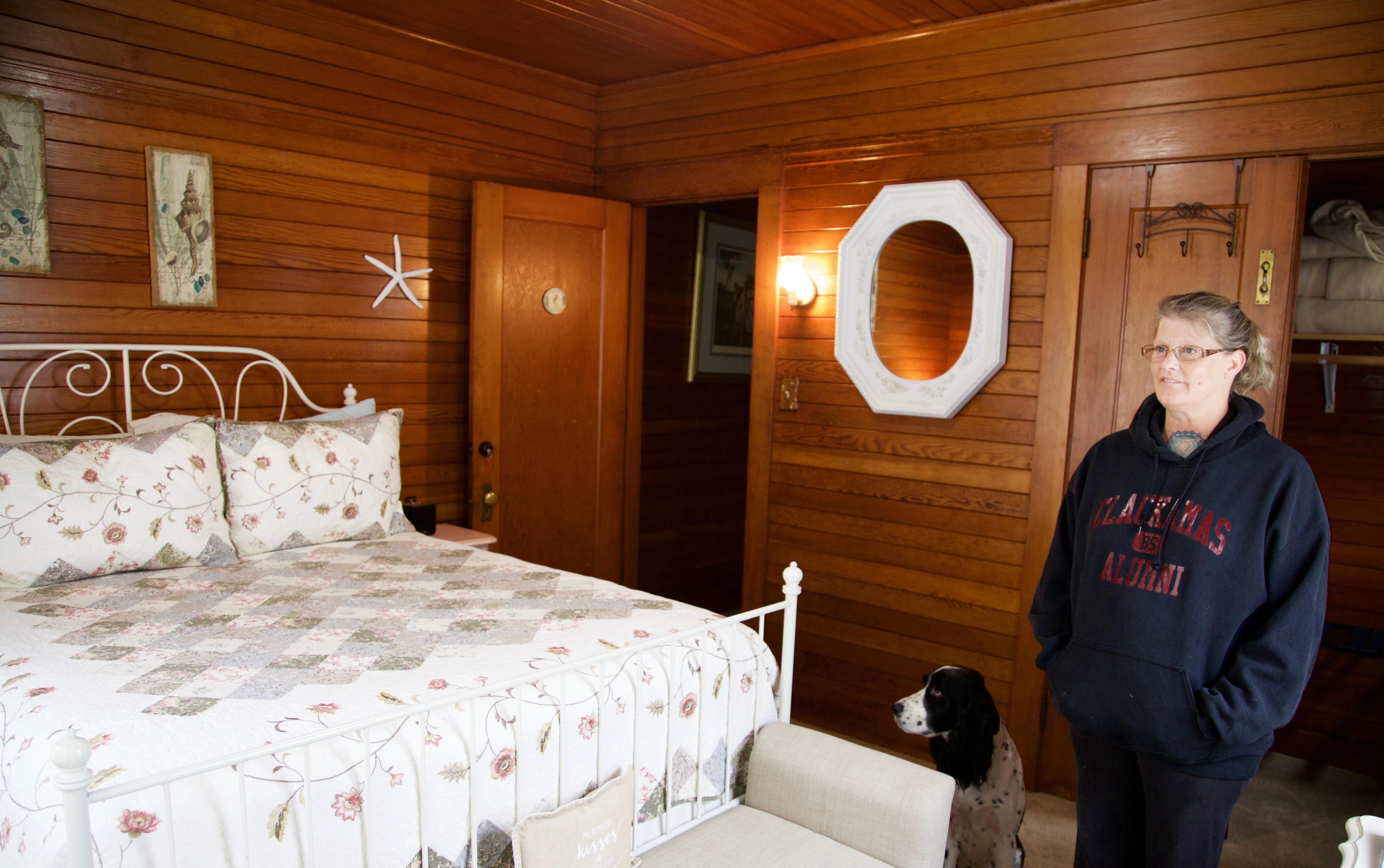 Kristin Munsell lives in the Hicks House, which was dragged seven miles inland after Bayocean started washing away.