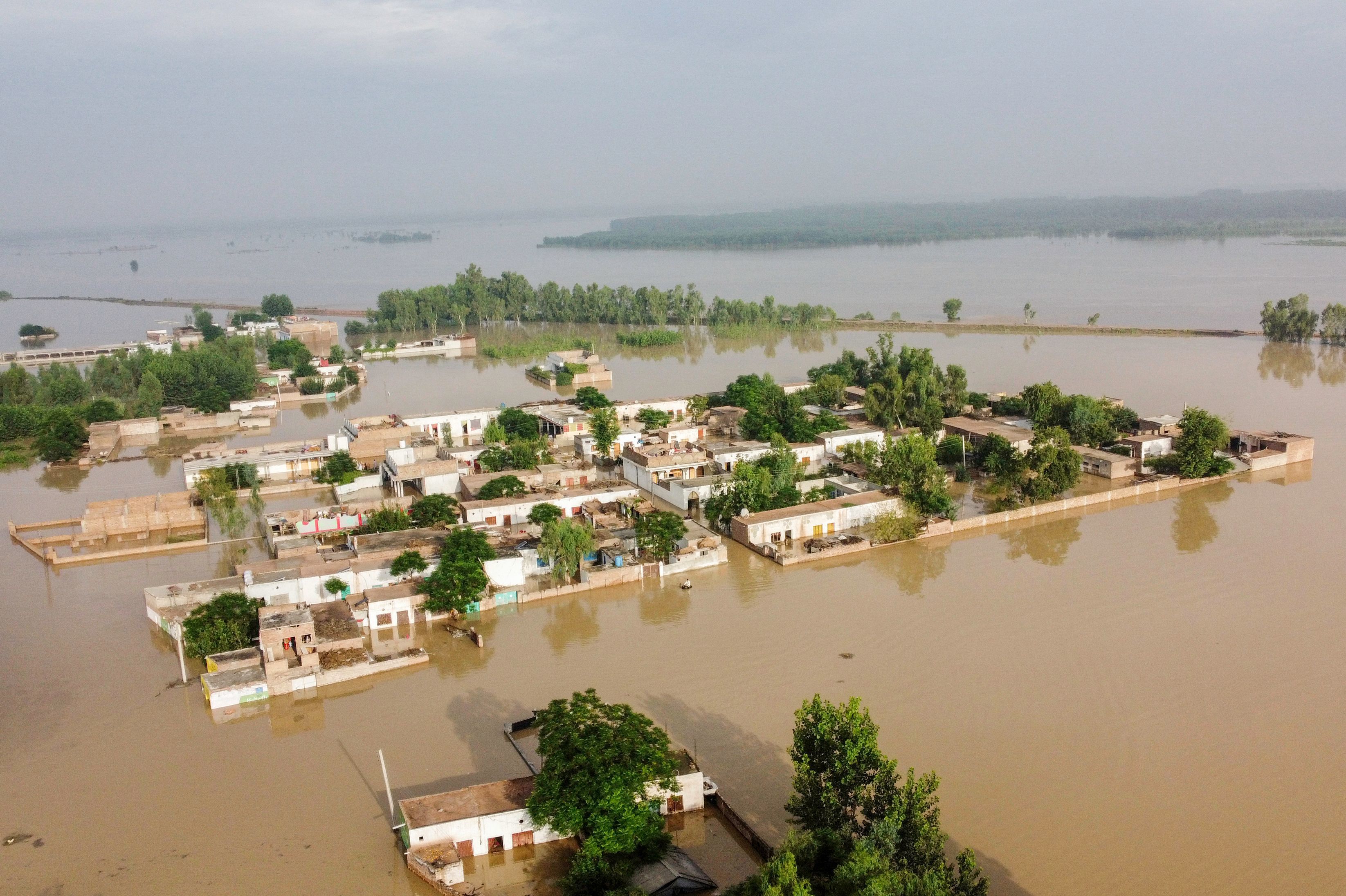 Flooded village in Pakistan