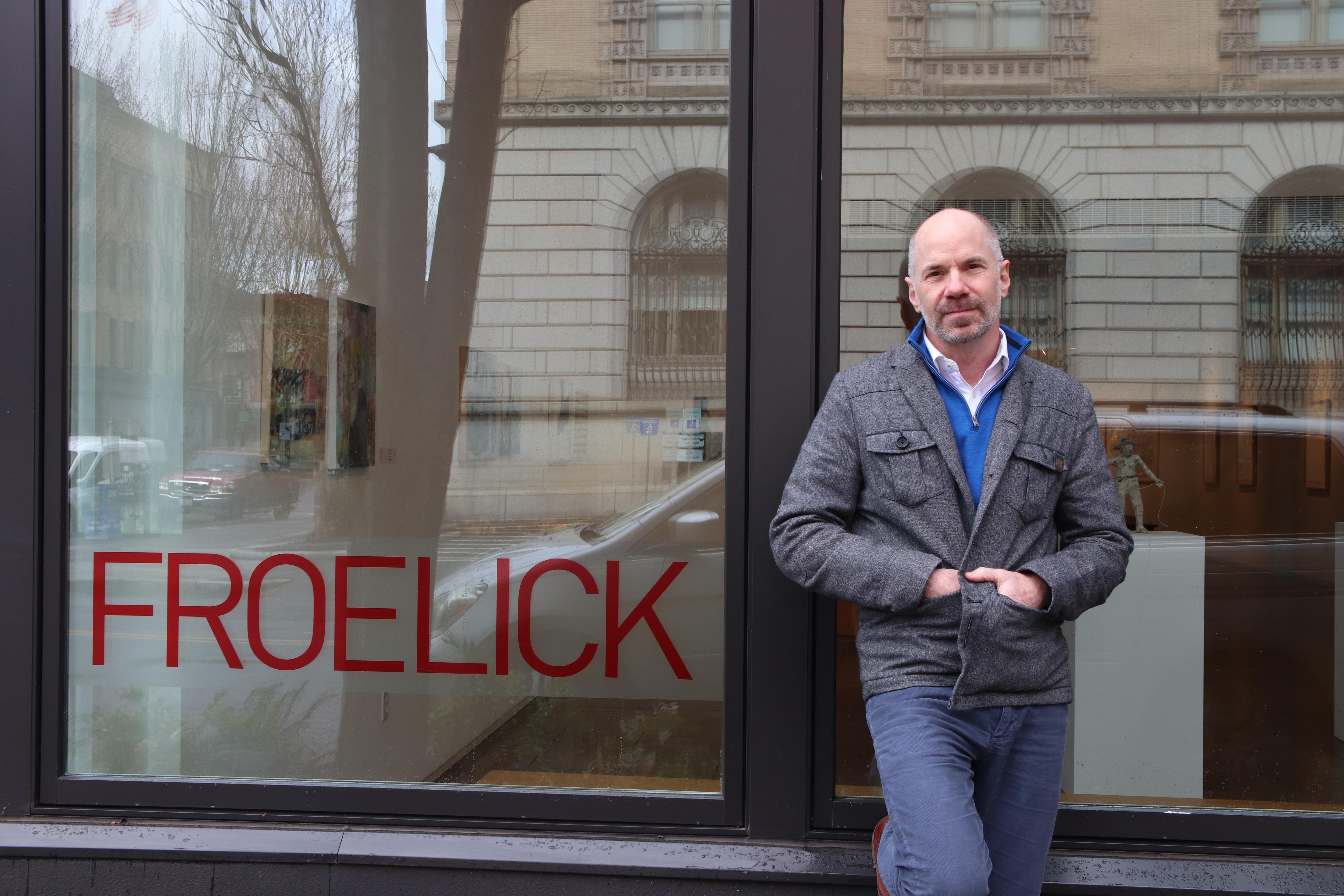 Charles Froelick in front of the Froelick Gallery in Portland, five days after he shut his doors.