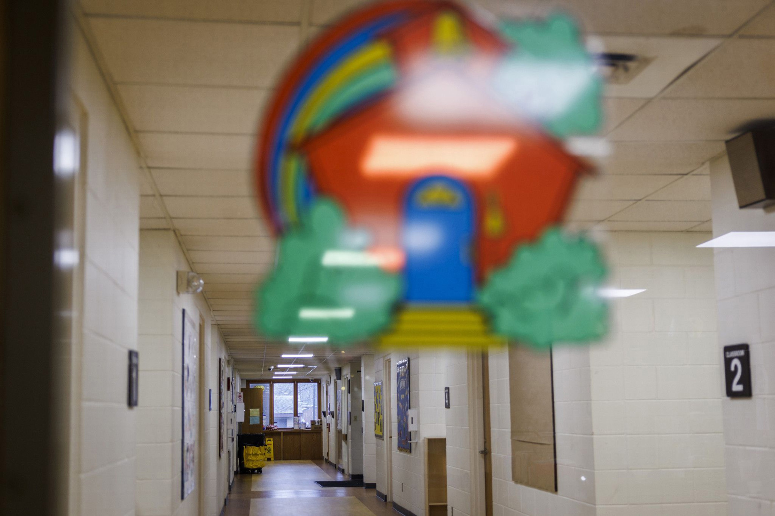 In 2023, the Education Department’s Office for Civil Rights opened an investigation into the Four Rivers Special Education District, in Jacksonville, Ill., for allegedly leaning on law enforcement to discipline students with disabilities, ProPublica reported. This photo shows a hallway at the Garrison School, which is part of that district.
