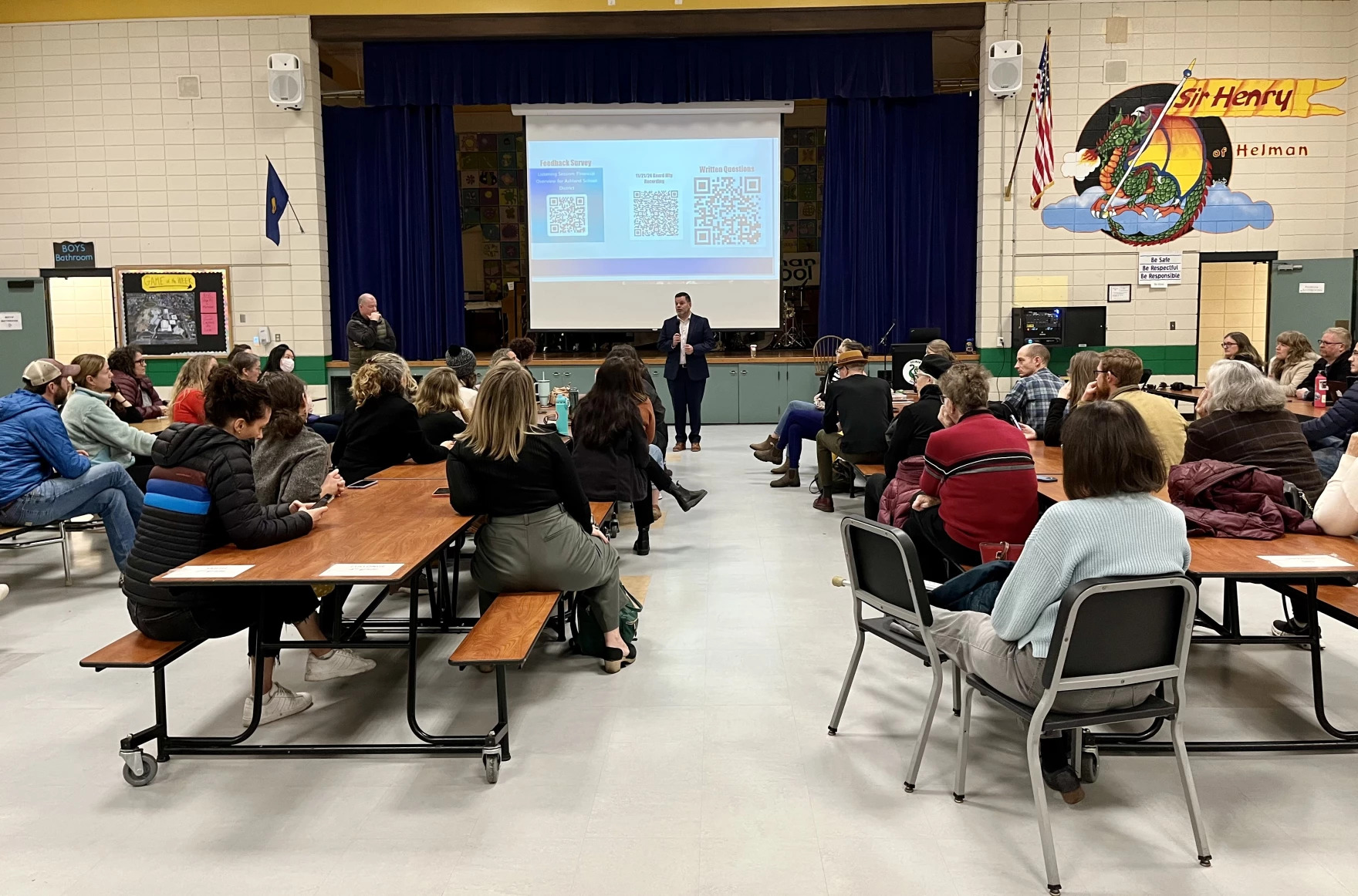 Ashland School District Superintendent Joseph Hattrick answers a question at a budget listening session in Helman Elementary School on Dec. 5, 2024.
