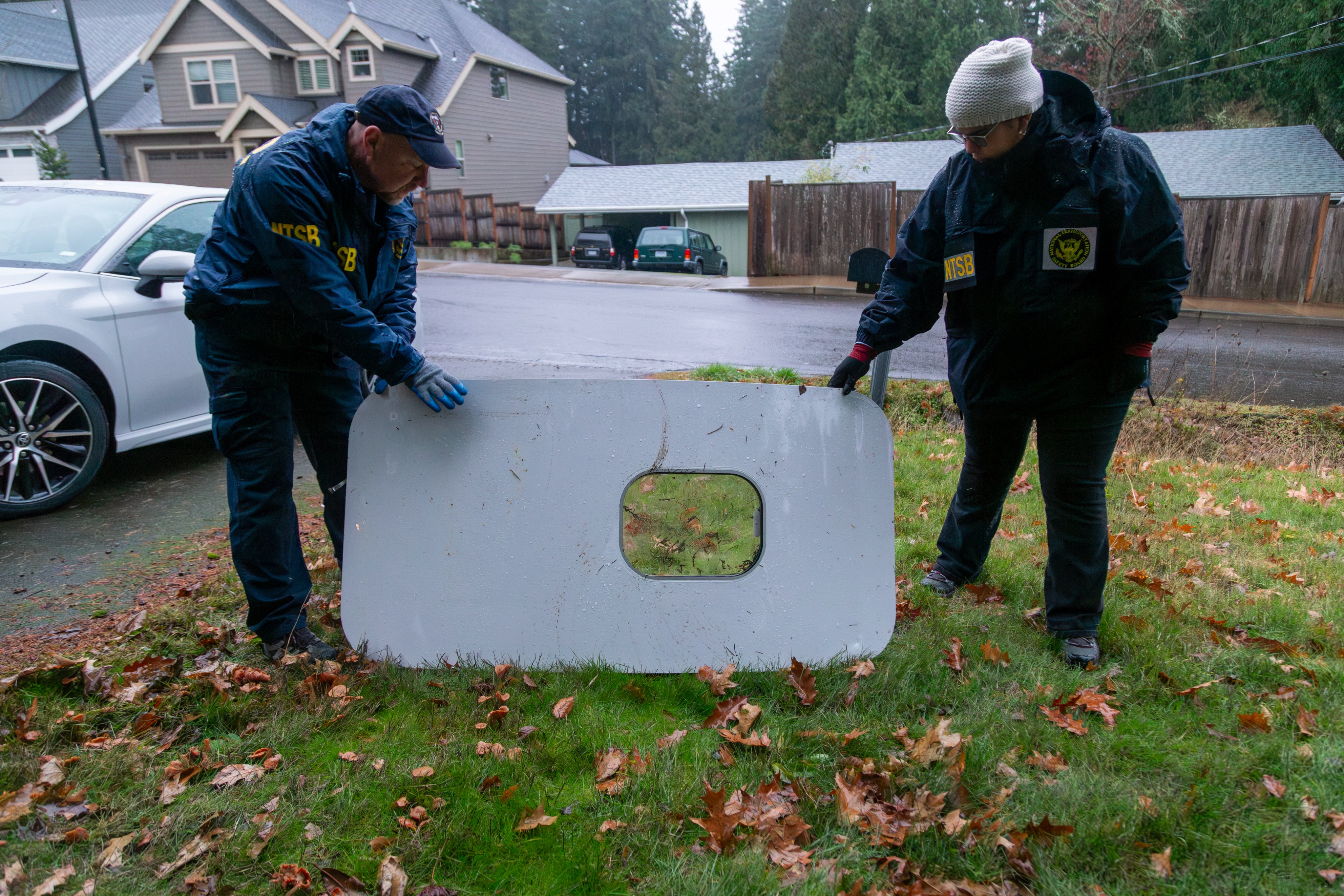 Portland teacher recounts finding Boeing door plug in his yard OPB