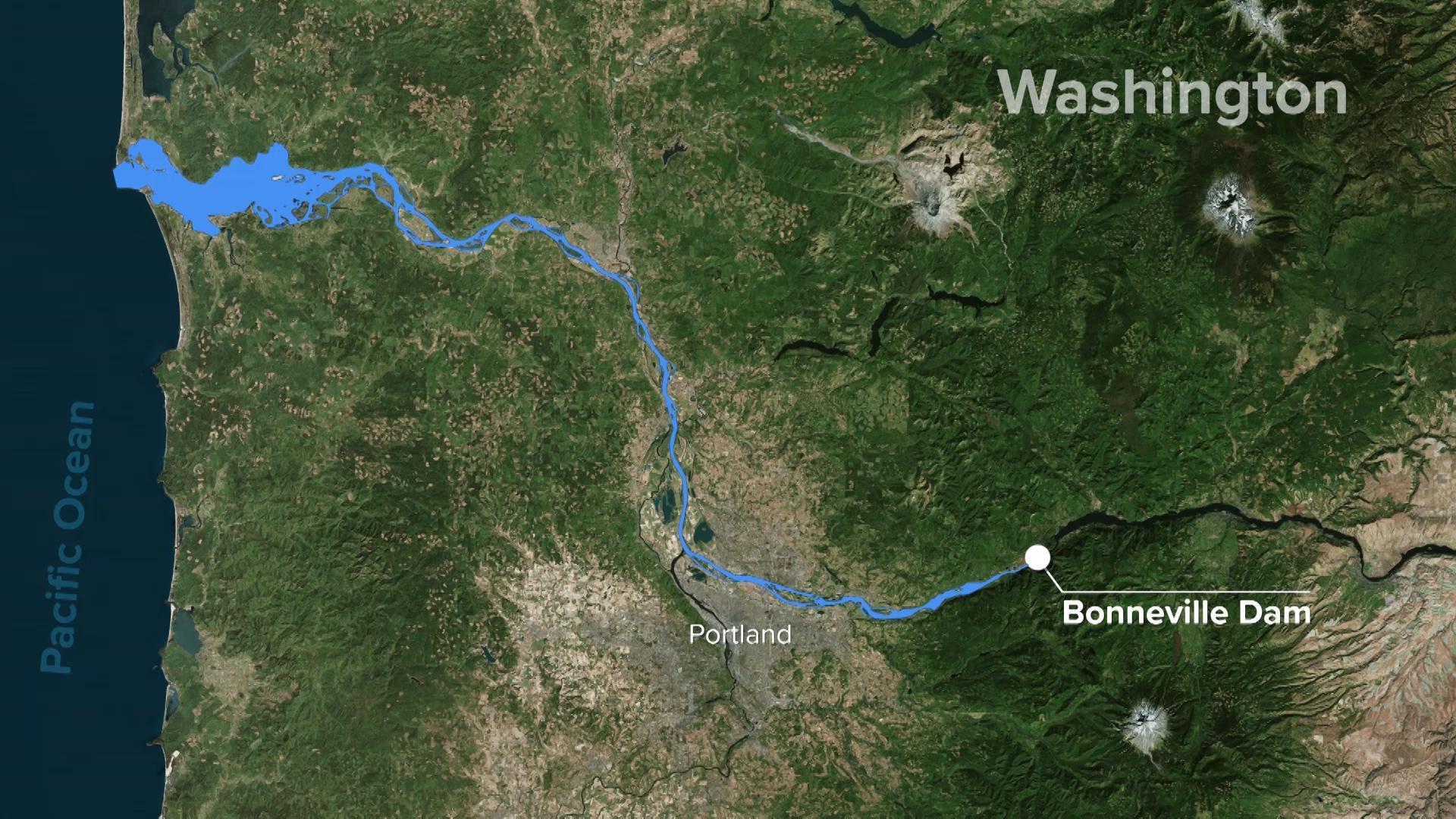 River Miles on Columbia River, OR and WA