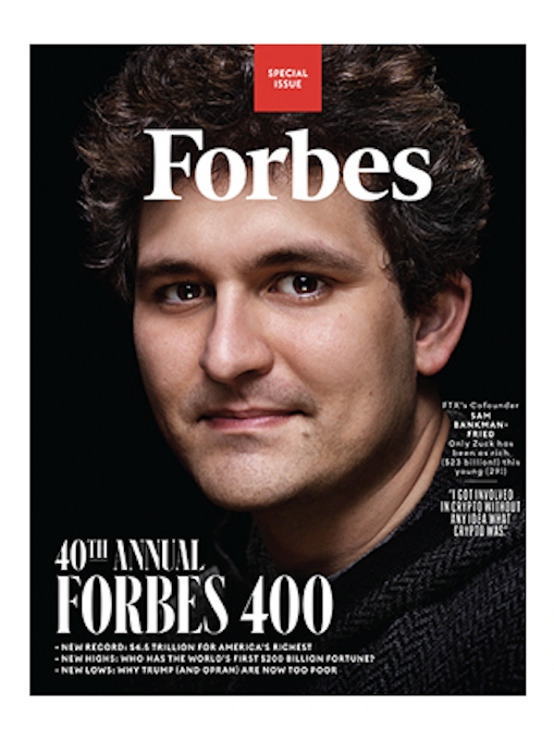 Sam Bankman-Fried, shown on the cover of a 2021 Forbes 400 ranking of the richest Americans.