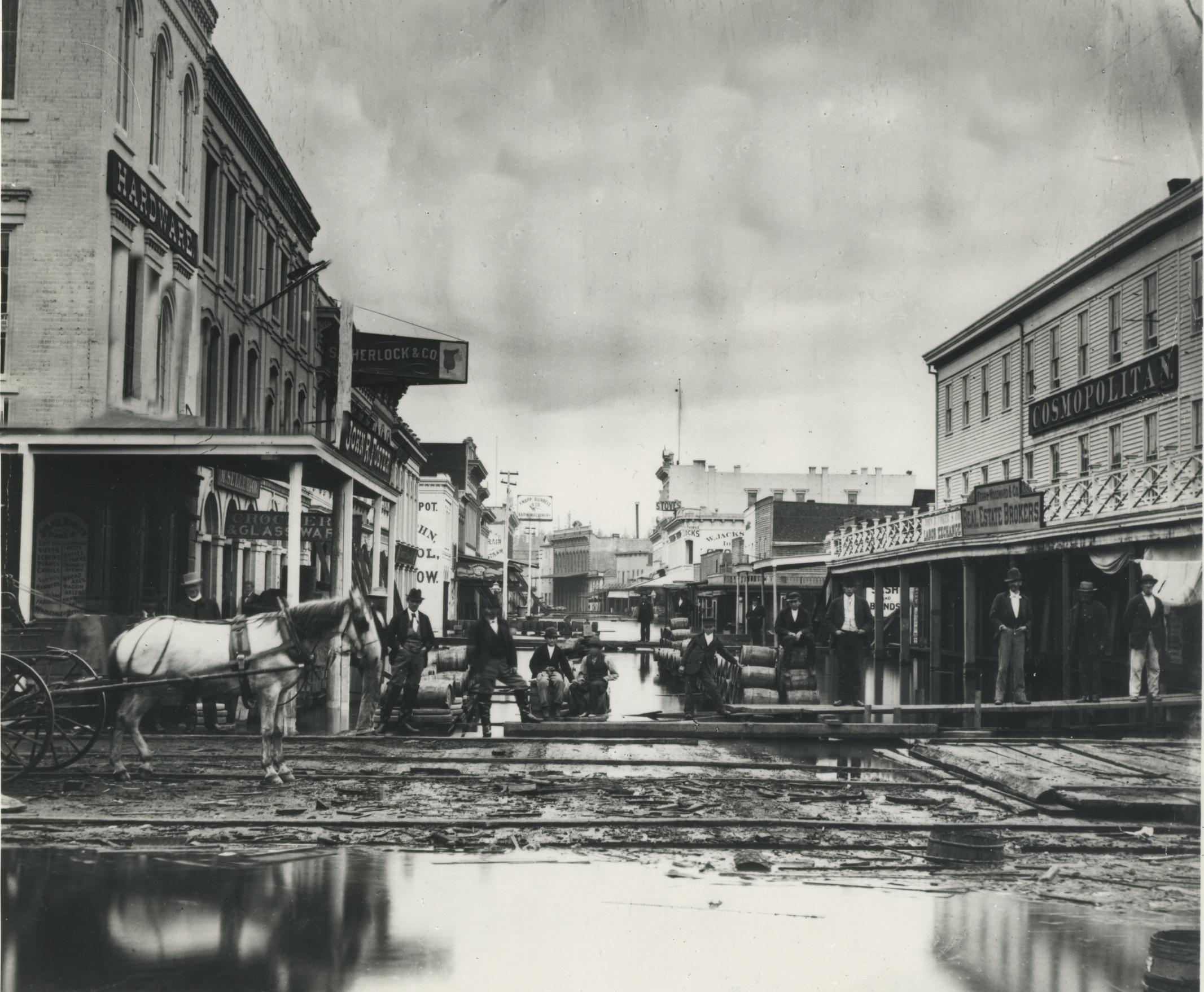 Oregon Historical Photo: Flooded Front Street, Downtown Portland - OPB