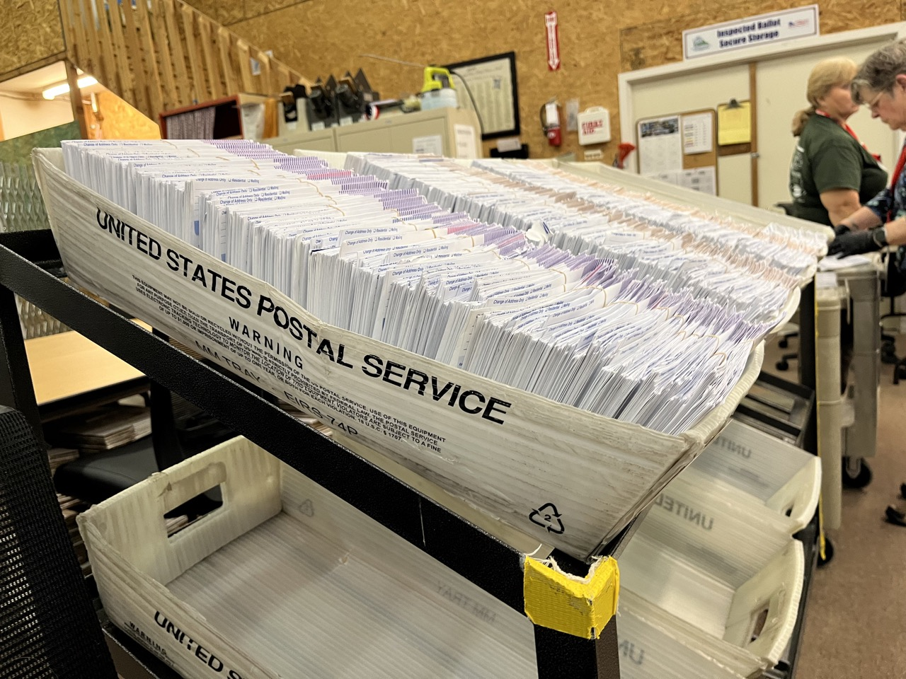 FILE - Ballot envelopes sit in the Thurston County elections center in this undated photo.