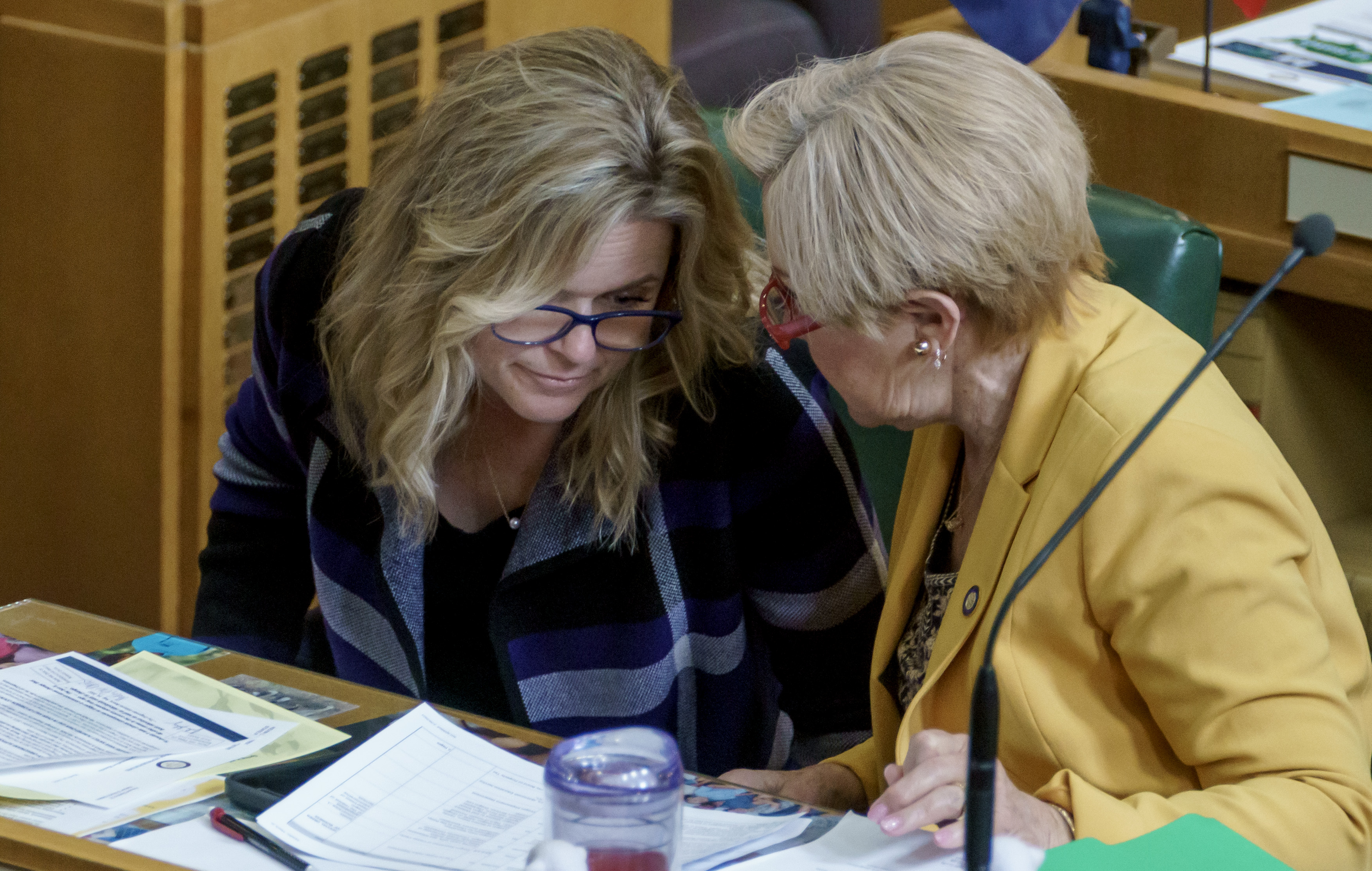 Rep. Vikki Breese-Iverson, R-District 59, left, and Rep. Bobby Levy, R-District 58, while in session at the Oregon State Capitol in Salem, March 20, 2023.