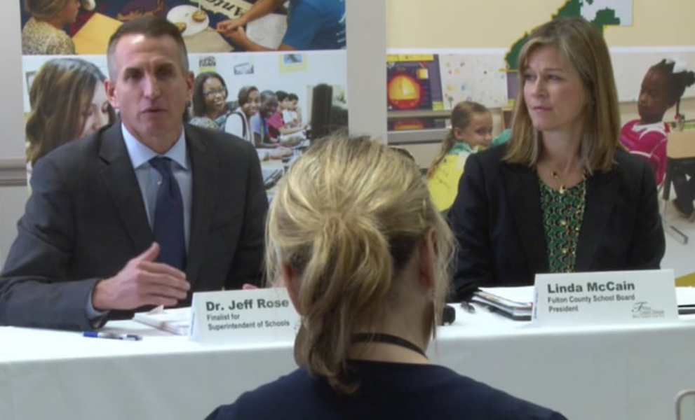 Beaverton superintendent Jeff Rose is pictured here with Fulton County School District Board President, Linda McCain (right).