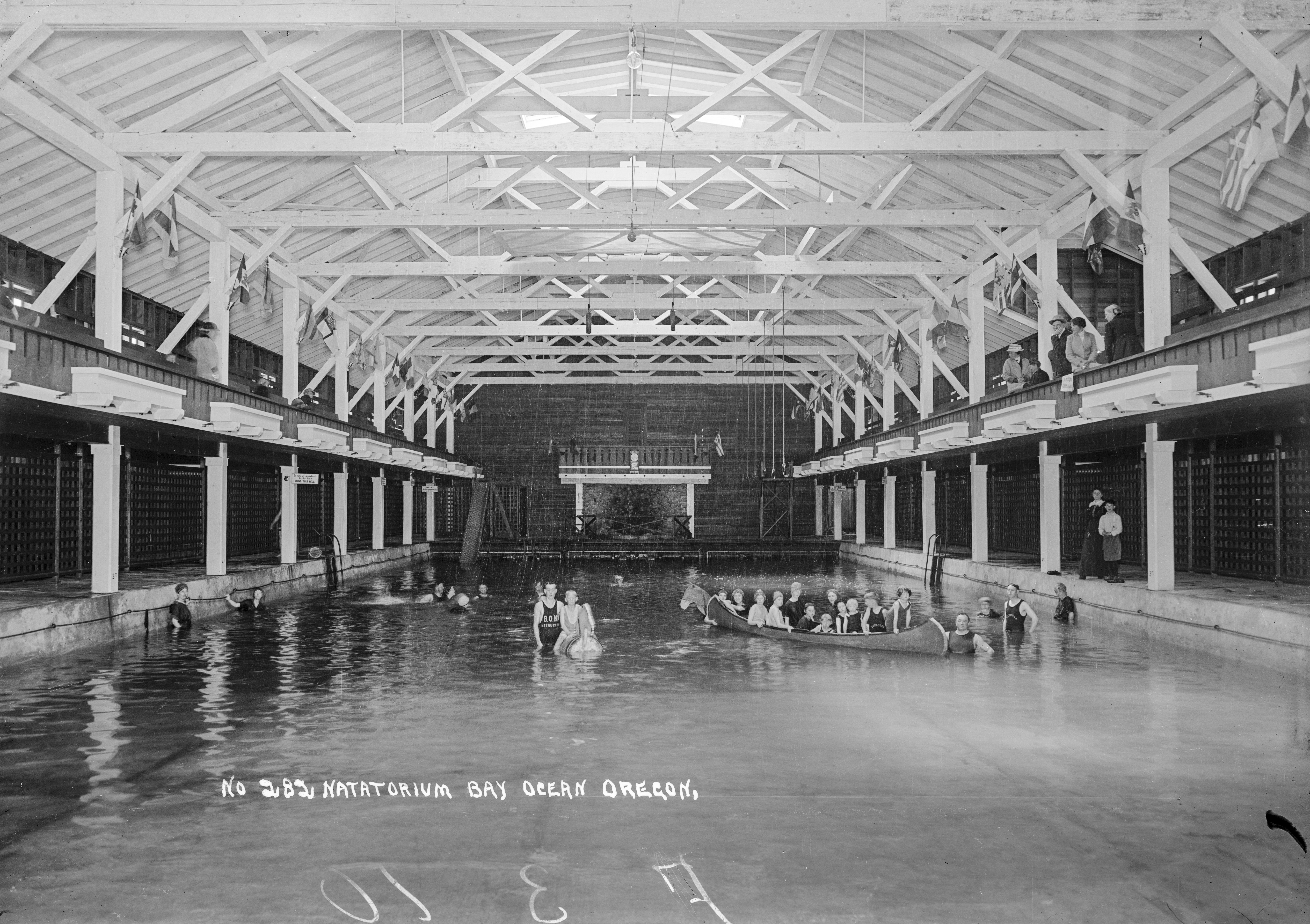 The natatorium, down by the beach, had heated salt water and a wave machine.
