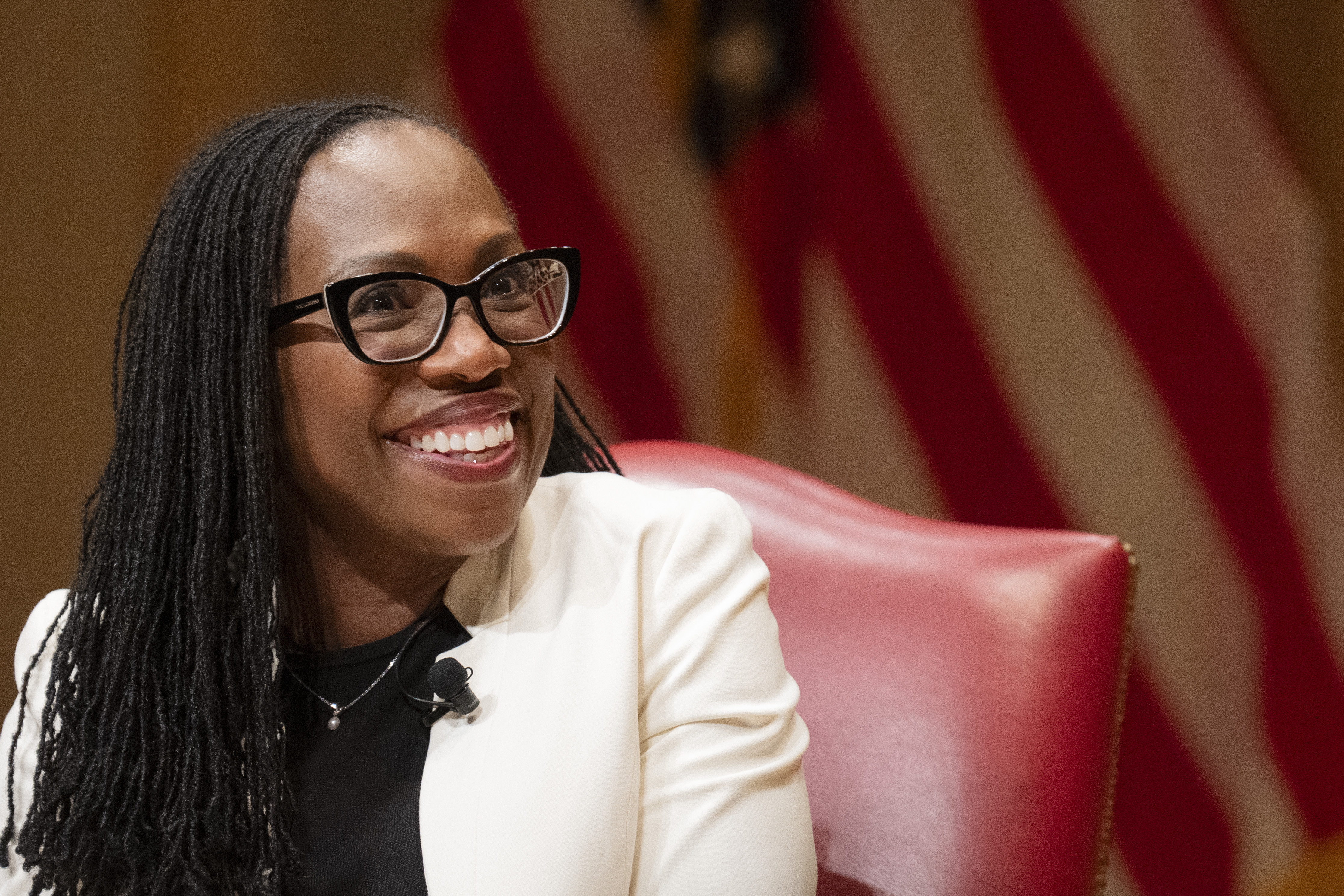 Supreme Court Justice Ketanji Brown Jackson speaks to the 2025 Supreme Court Fellows Program, Thursday, Feb. 13, 2025, at the Library of Congress in Washington.