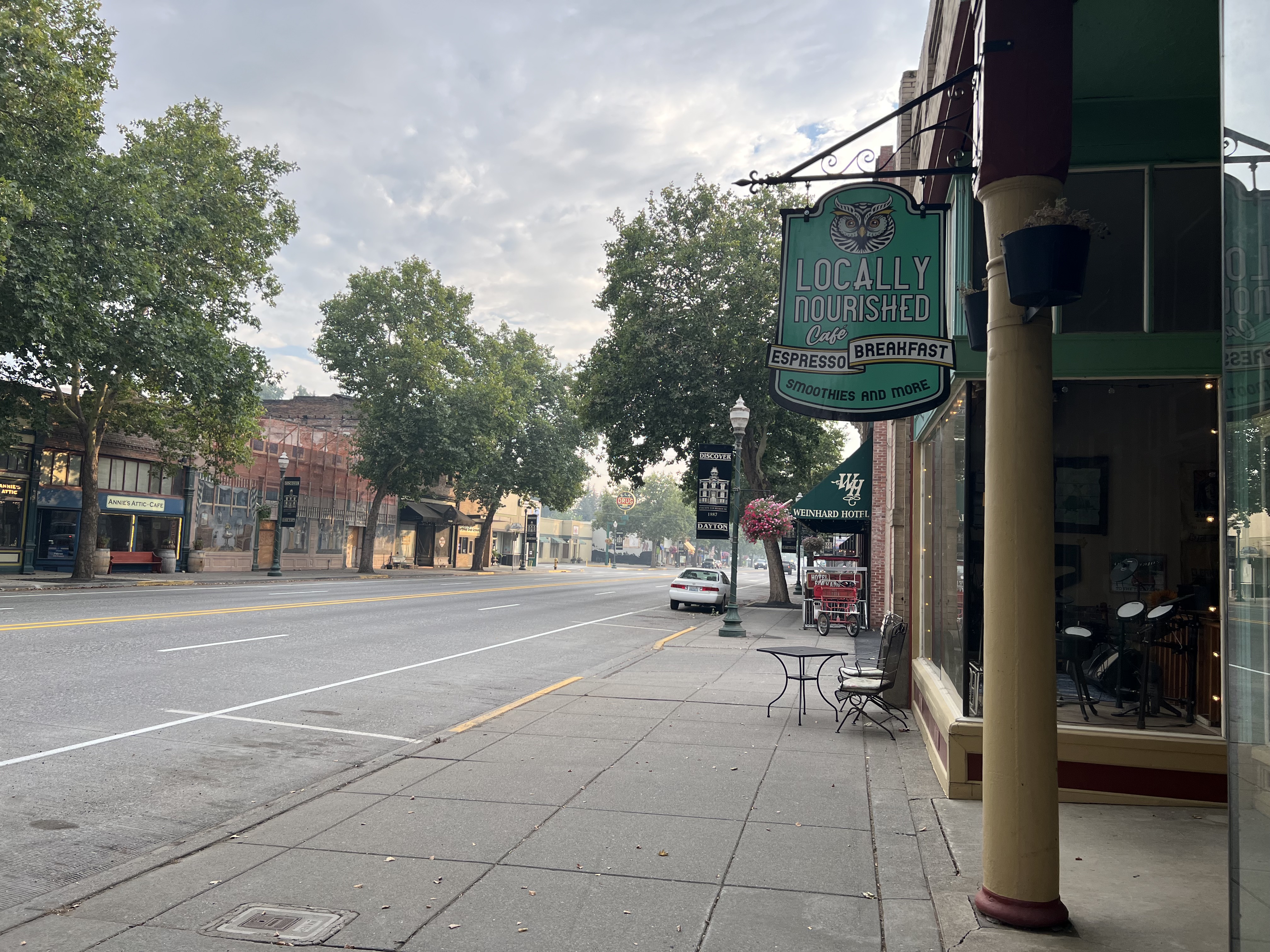 Downtown Dayton, Wash., on a smoky afternoon.