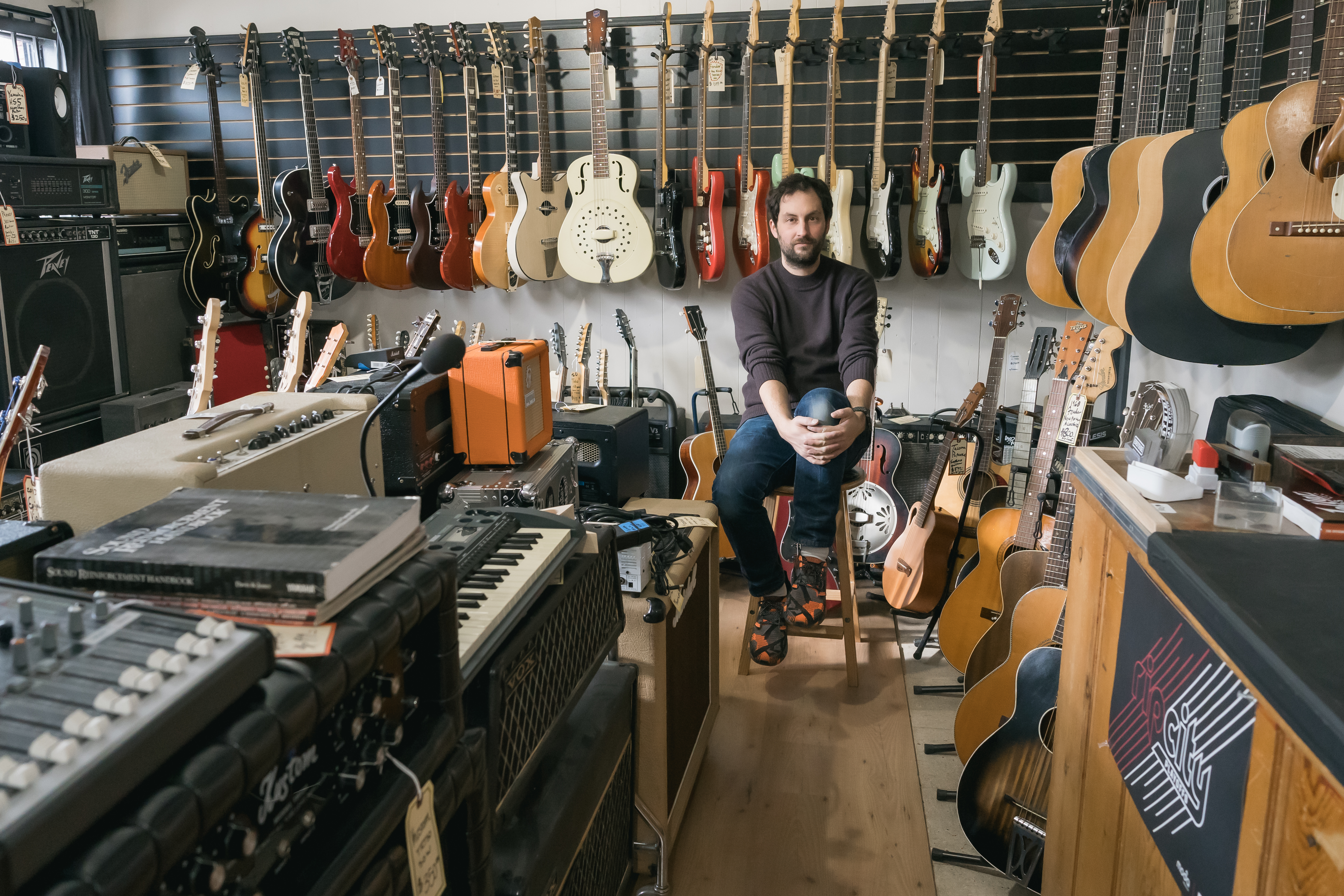 Hank Failing is a first-time business owner. He opened Hank's Music Exchange, a used instrument and gear shop, in Southeast Portland in January of 2022.