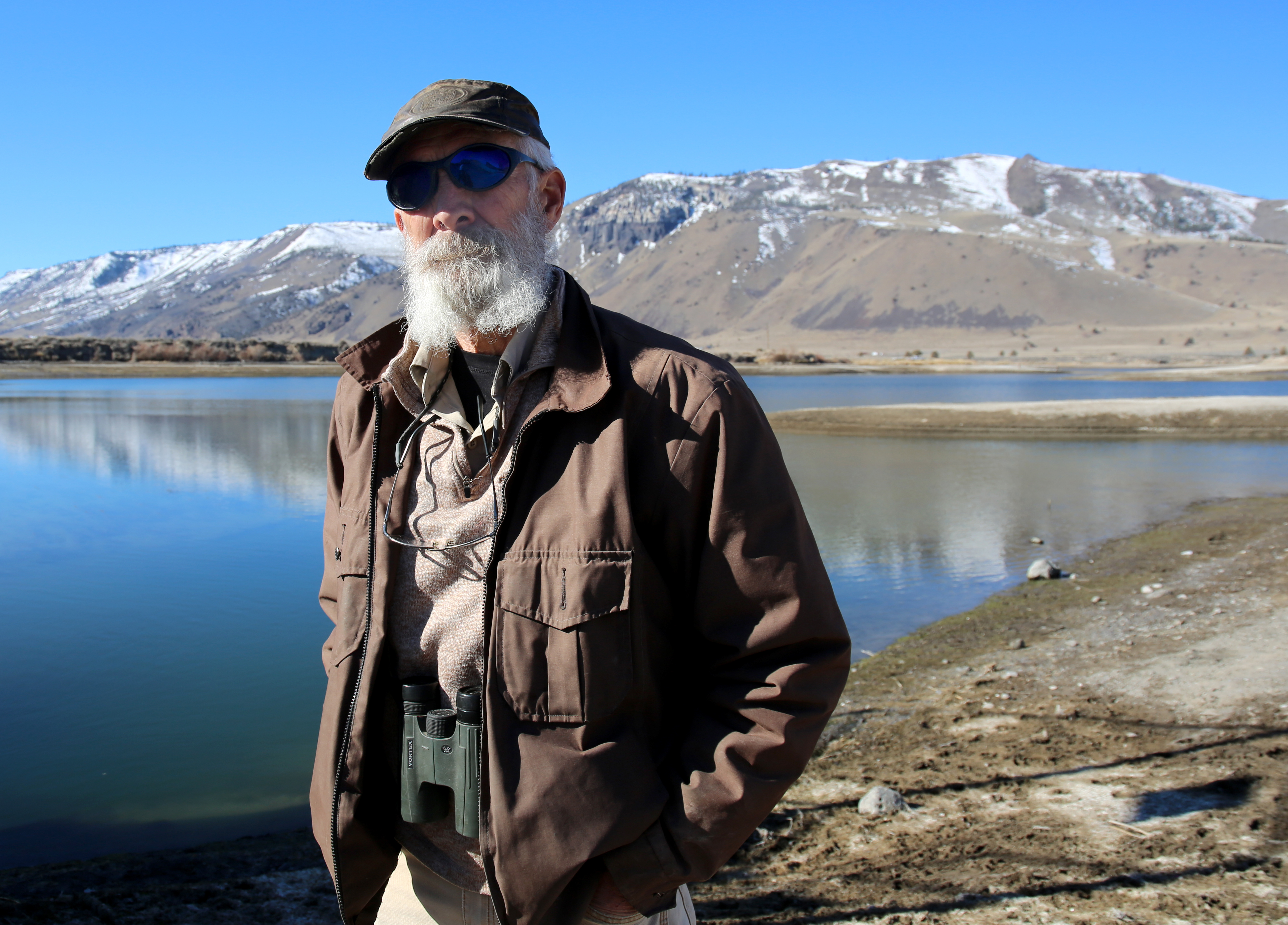 Retired state wildlife manager Marty St. Louis near the output of the Ana Springs in Southern Oregon's Lake County on Feb. 18, 2022.