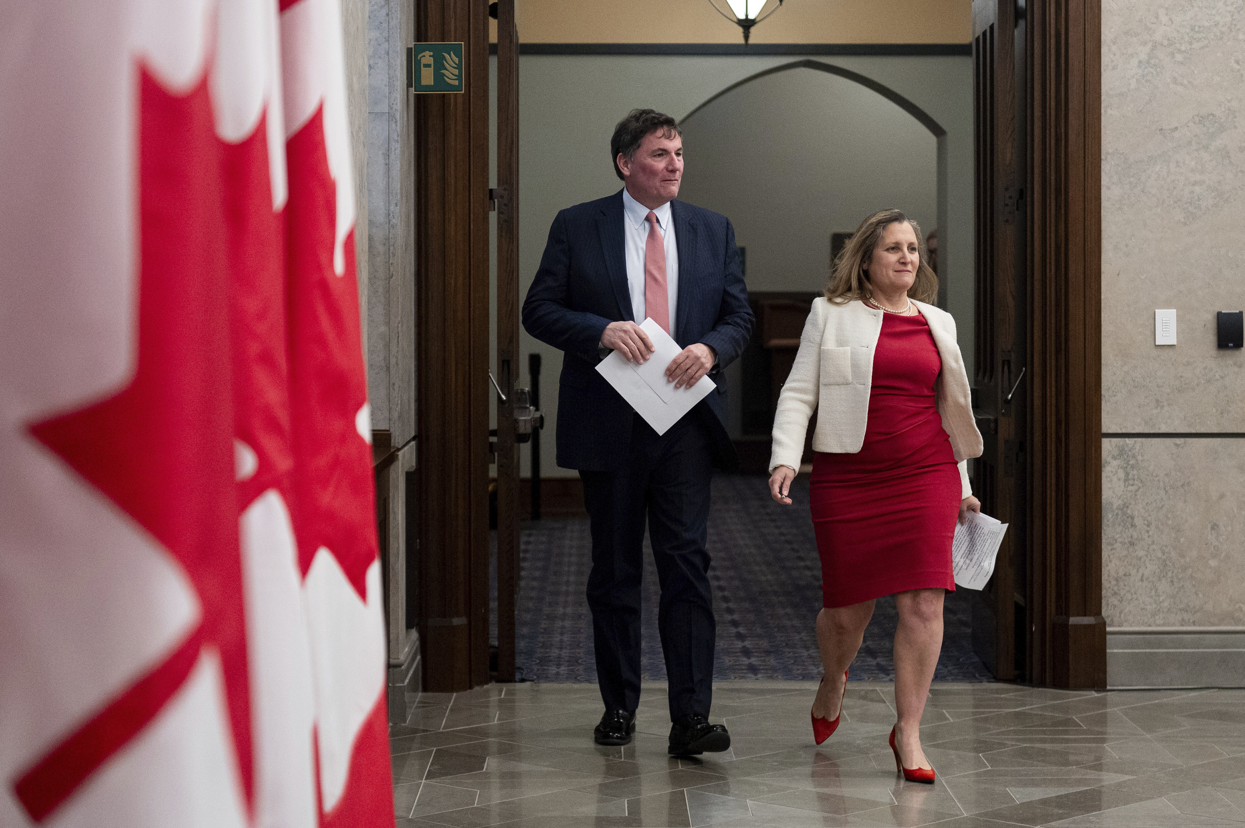 chrystia freeland red dress Rhodes