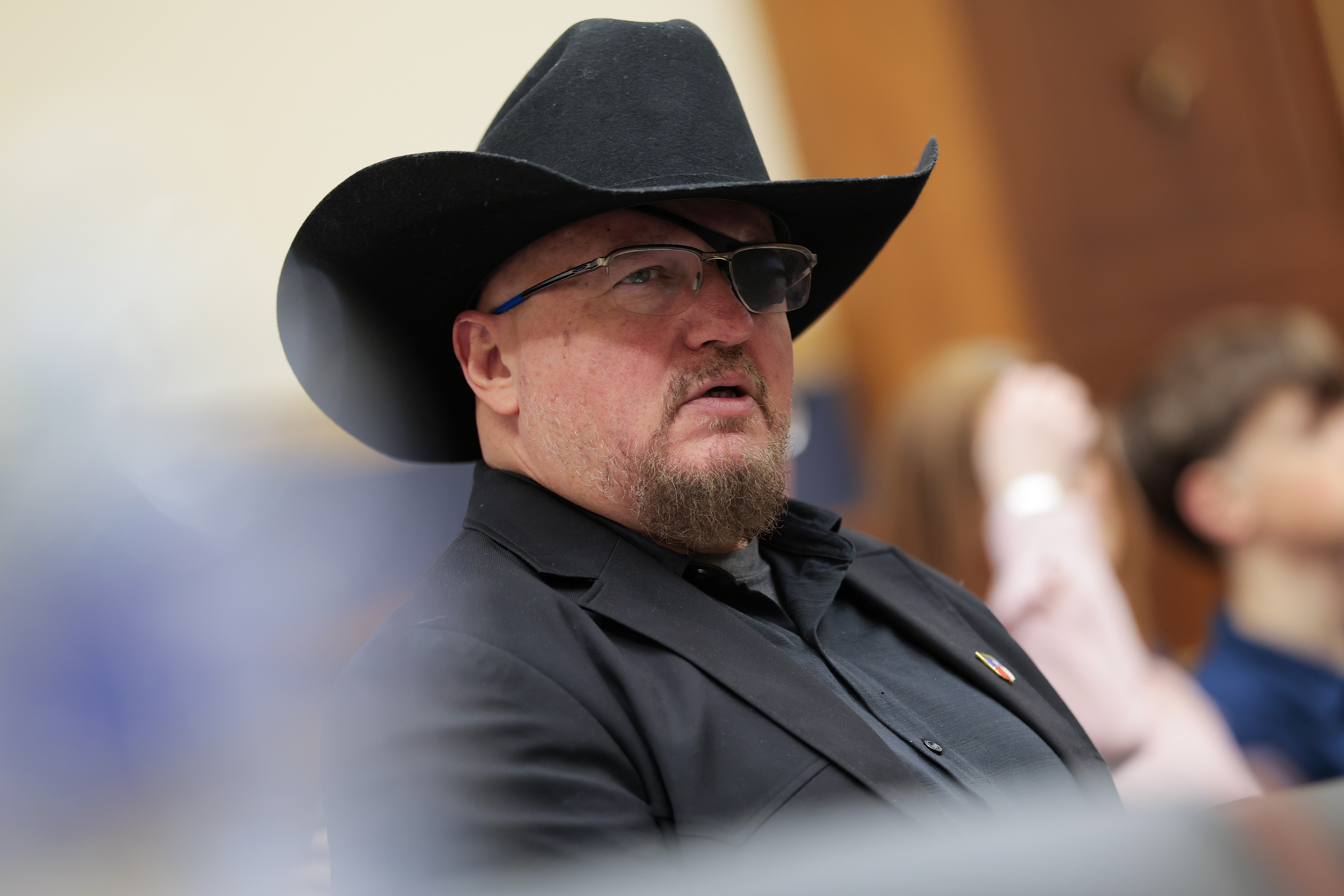Stewart Rhodes, founder of the far-right Oath Keepers militia group, attends a hearing with the House Select Subcommittee on January 6th in January 2026 in Washington, D.C.
