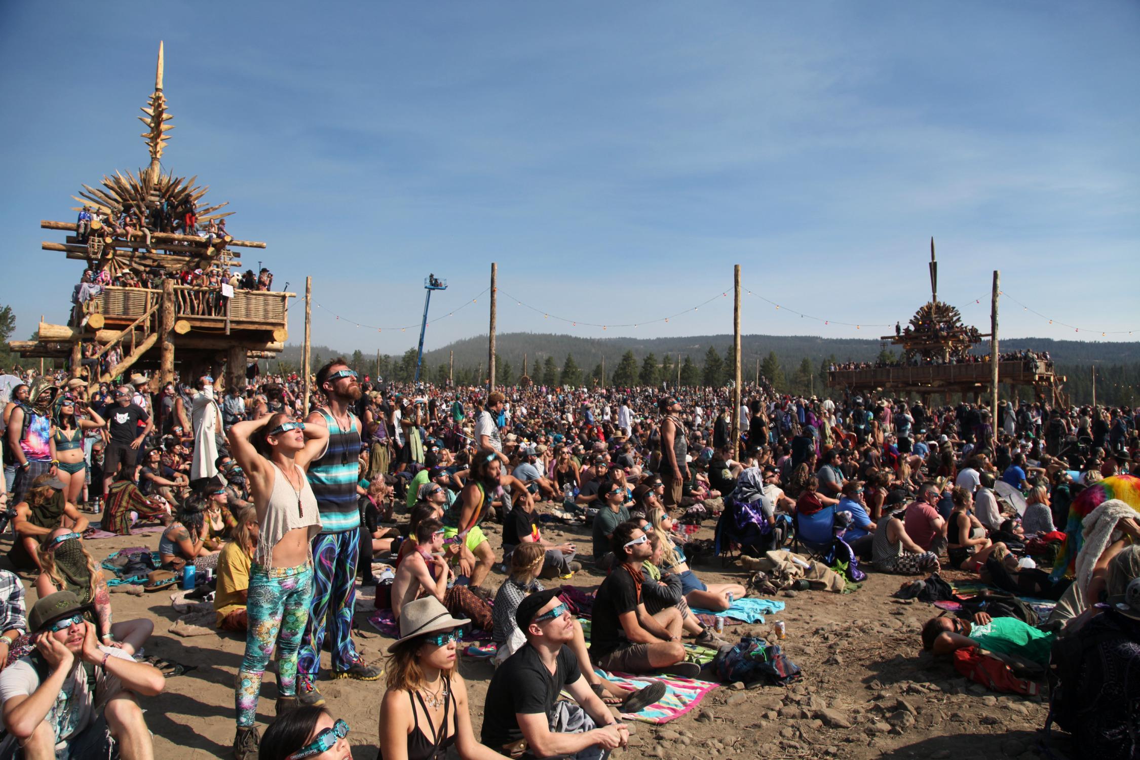 More than 30,000 people gathered to watch the eclipse at the Oregon Eclipse Festival in Central Oregon's Big Summit Prairie.