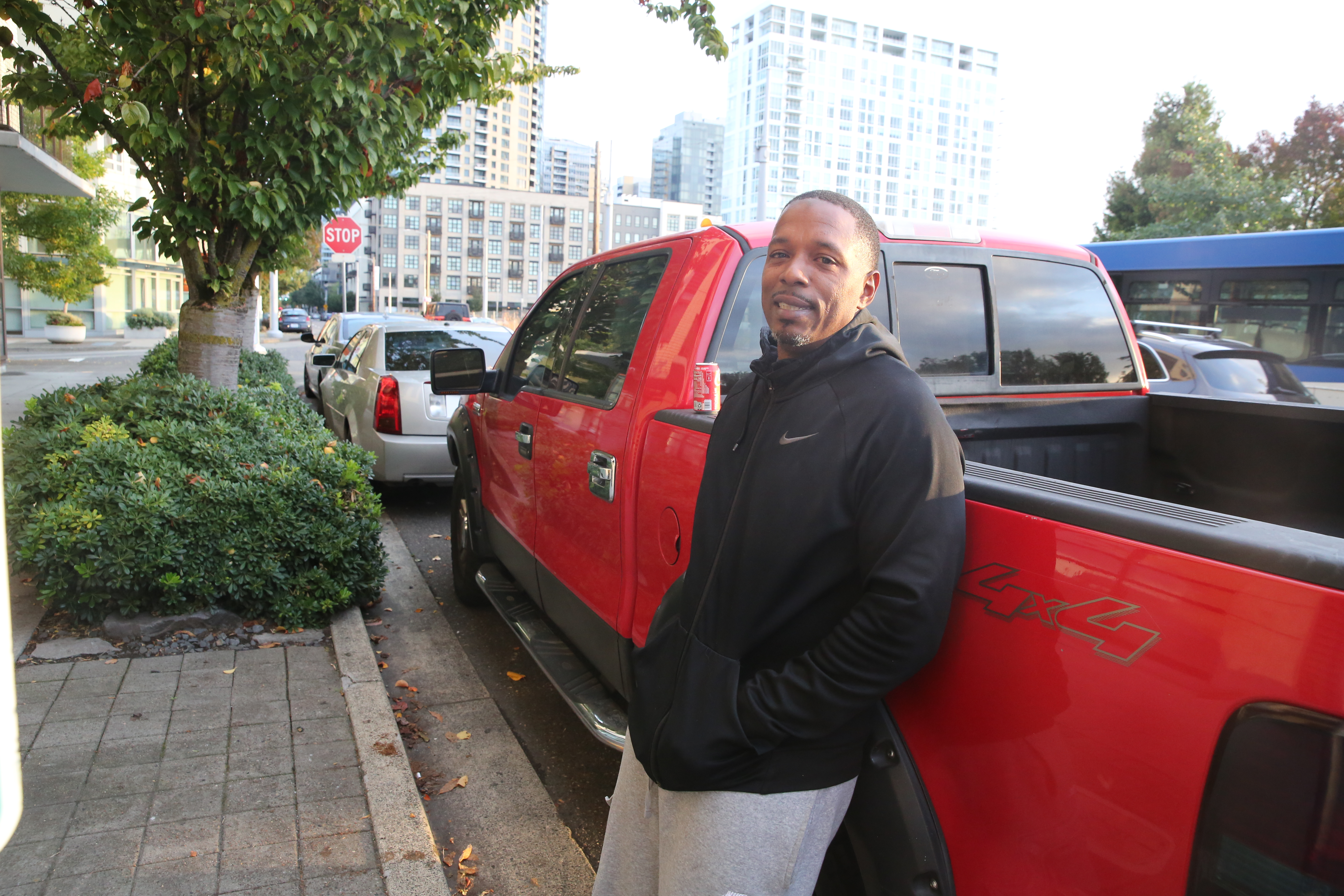 Tim Burks lives one block away from Portland ICE building and says he's so tired after working as a barber, the protests don't bother him unless it gets violent. “When the tear gas comes, it goes into the AC unit and comes into the apartment. But otherwise, I don’t get affected.” South Waterfront, Oct. 5th 2025